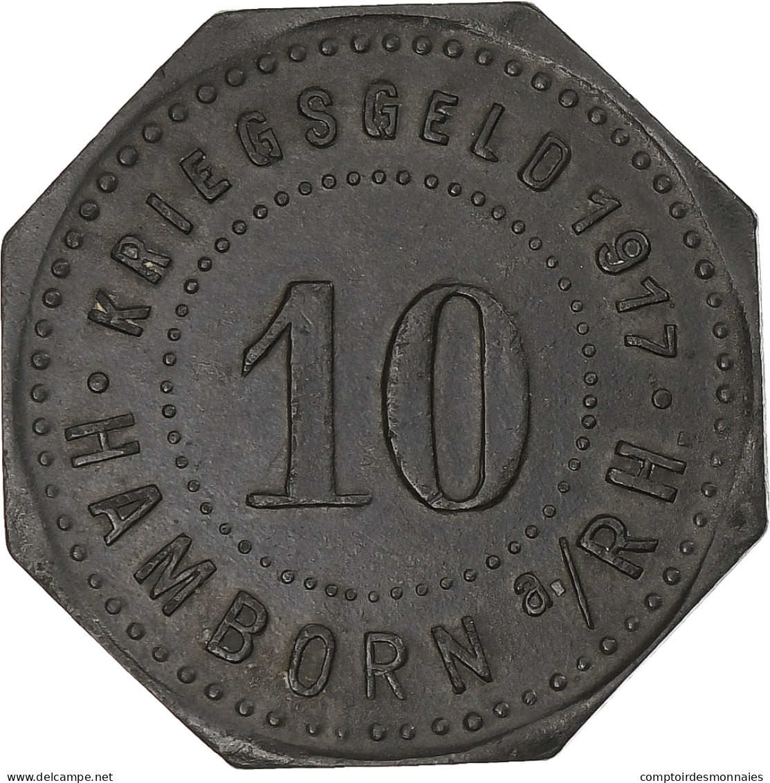 Allemagne, Stadt Hamborn, 10 Pfennig, 1917, SUP, Zinc - Notgeld