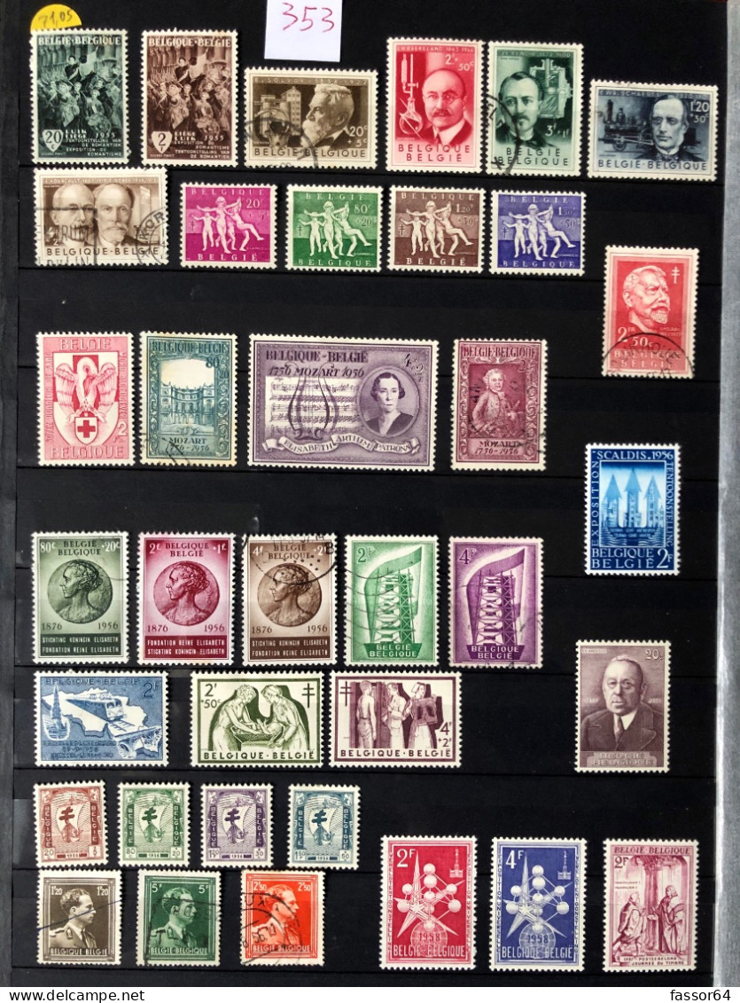 Belgique neufs et oblitérés Lot 353 1945/1958 N°701 à 1081 Côte + 516 euros