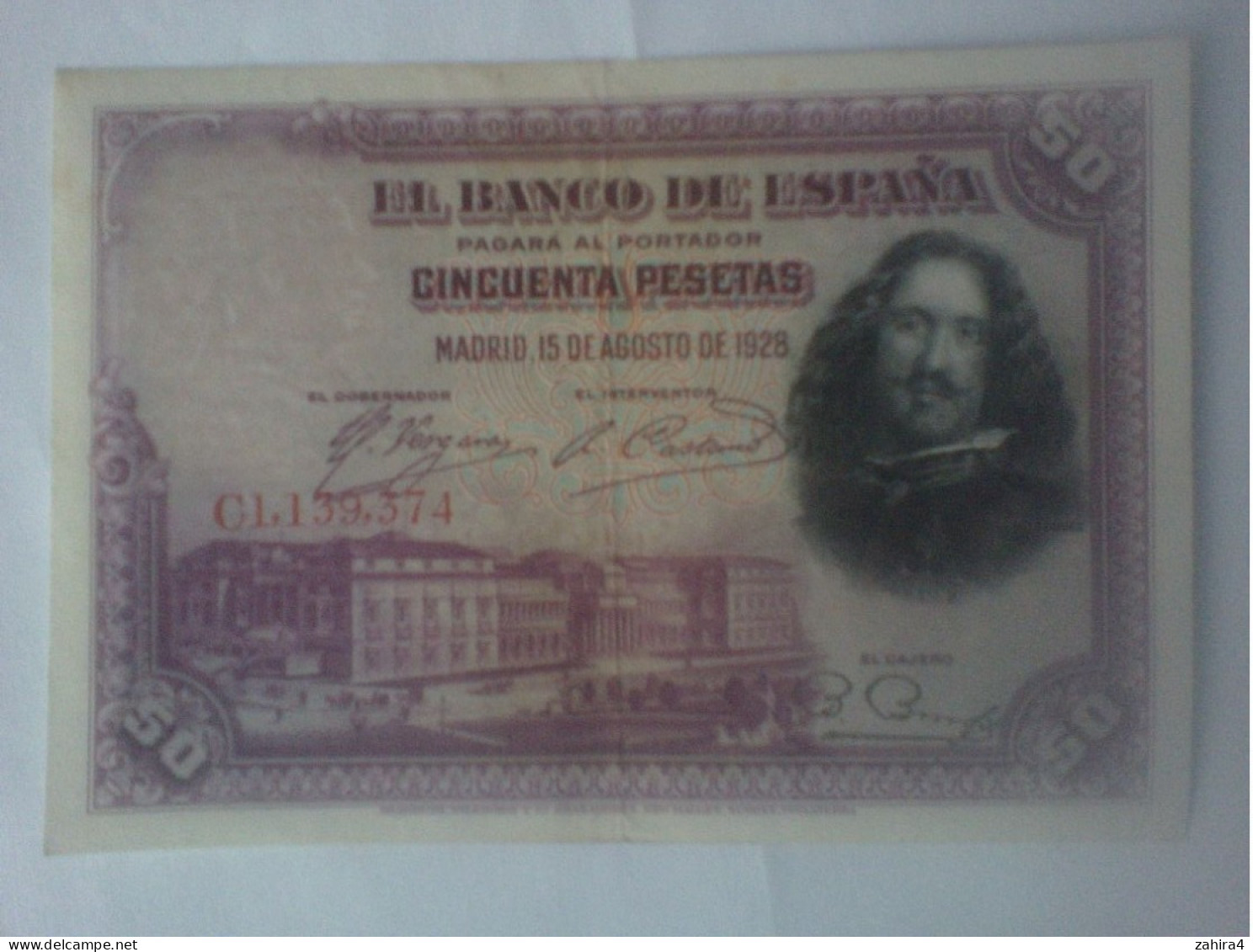 Velazquez - 50 Pesetas - Madrid 15 Agosto 1928 - C1,139,374 - 50 Pesetas