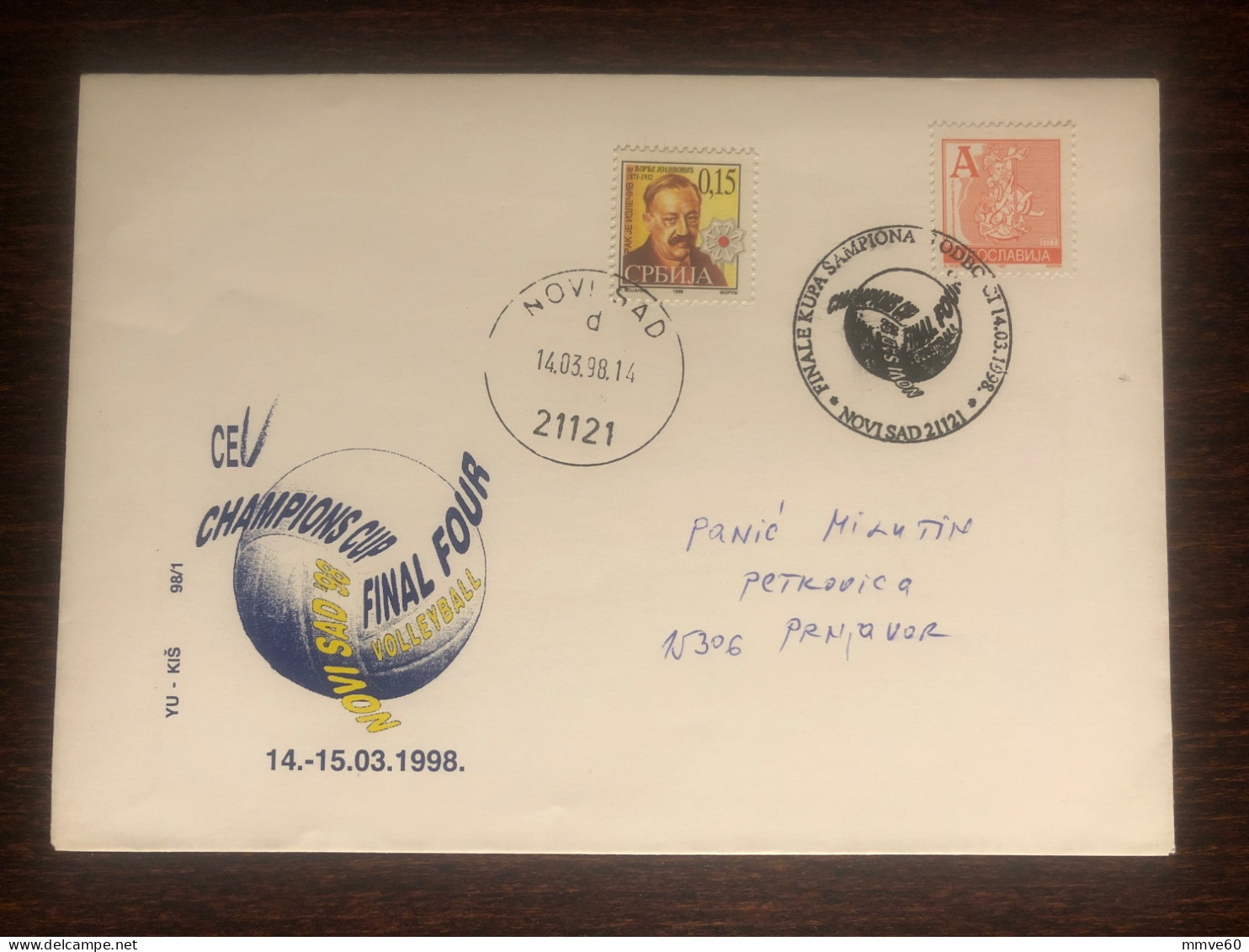 YUGOSLAVIA TRAVELLED COVER 1998 YEAR RED CROSS CANCER HEALTH MEDICINE - Lettres & Documents