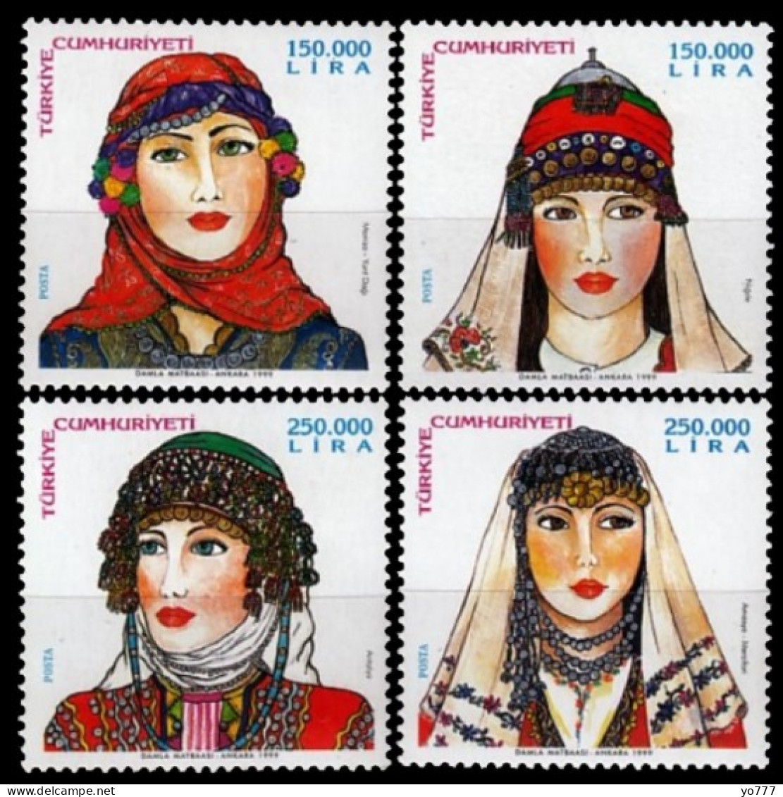 (3203-06) 1999 TURKISH WOMEN HEAD COVERS MNH** - Unused Stamps