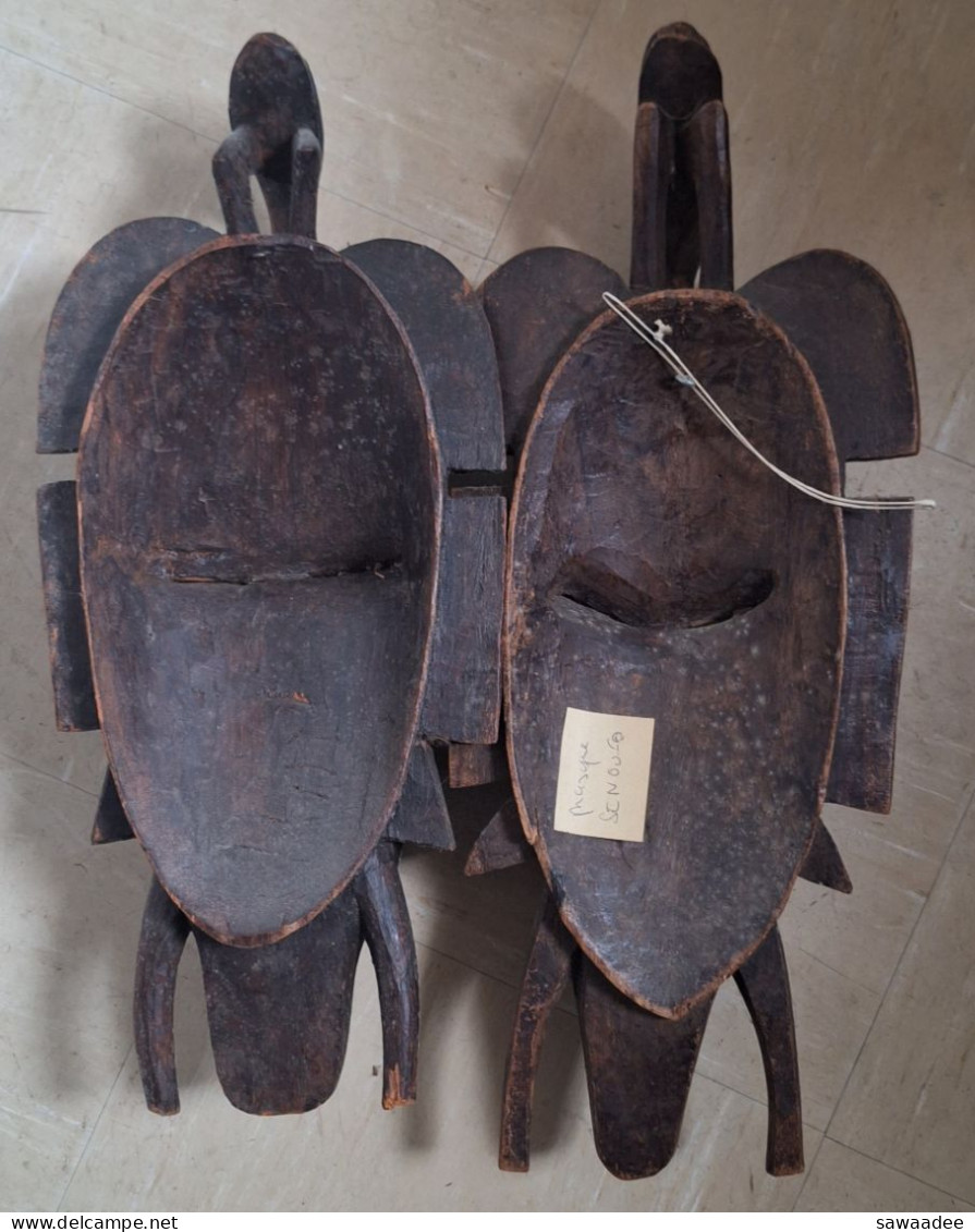 ETHNOLOGIE - TRADITION - LOT DE 2 MASQUES AFRIQUE DE L'OUEST - COTE D'IVOIRE - SENOUFO - XX° - BOIS - Afrikaanse Kunst