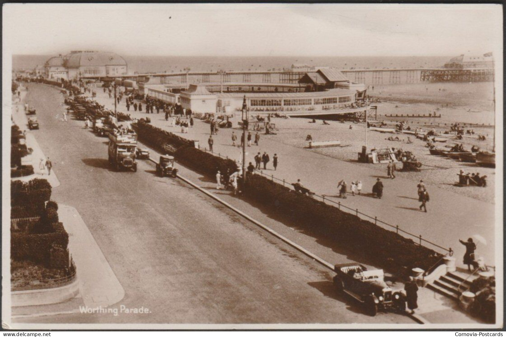 Worthing Parade, Sussex, 1929 - Milton RP Postcard - Worthing