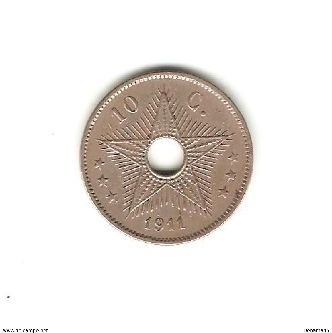 236/ Belgique : Colonie Congo Belge : 10 Centimes 1911 - 1910-1934: Albert I.