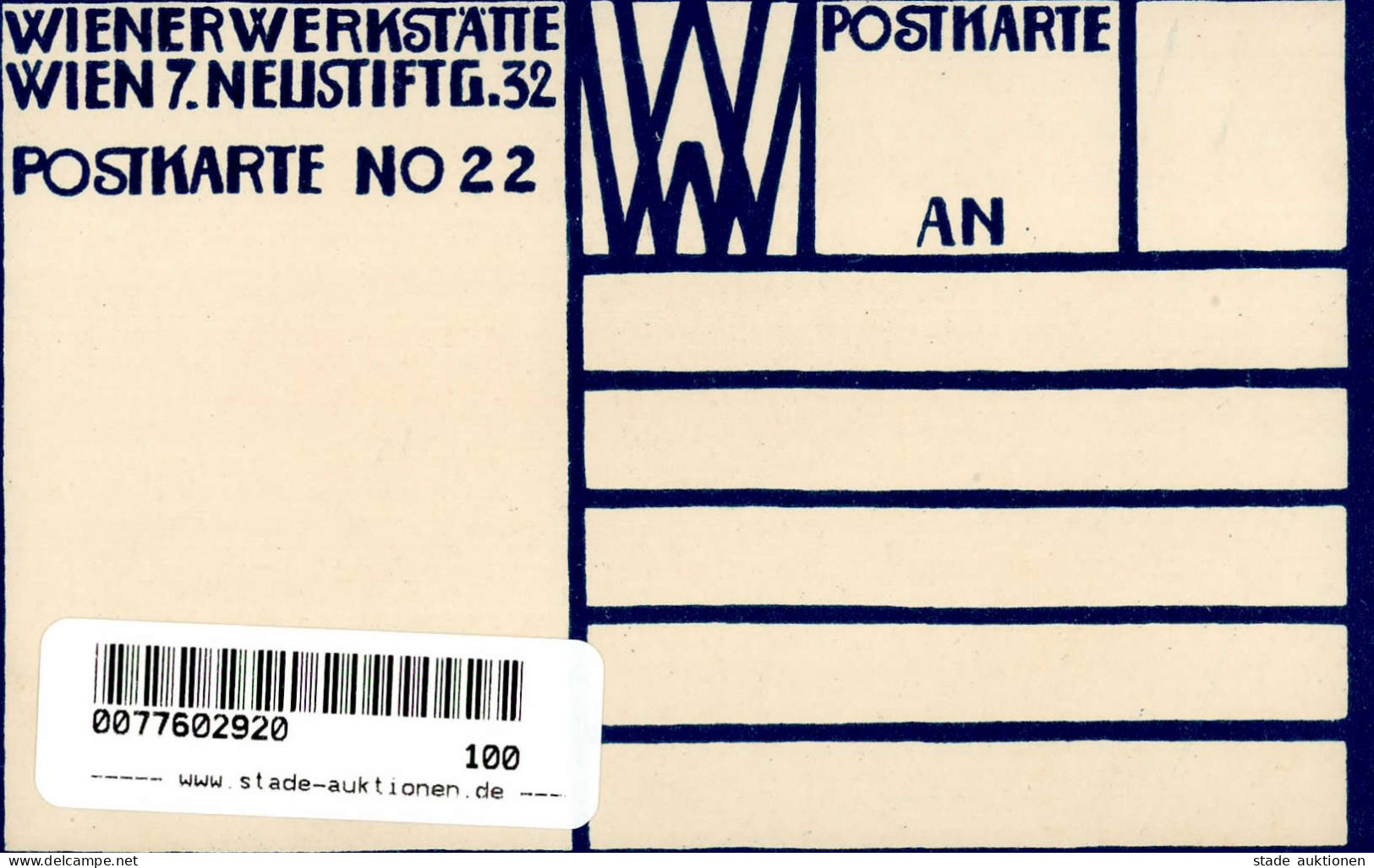 Wiener Werkstätte Nr. 22 Hoppe, Emil Wien-Erdberg Wöllischgasse I-II - Wiener Werkstaetten