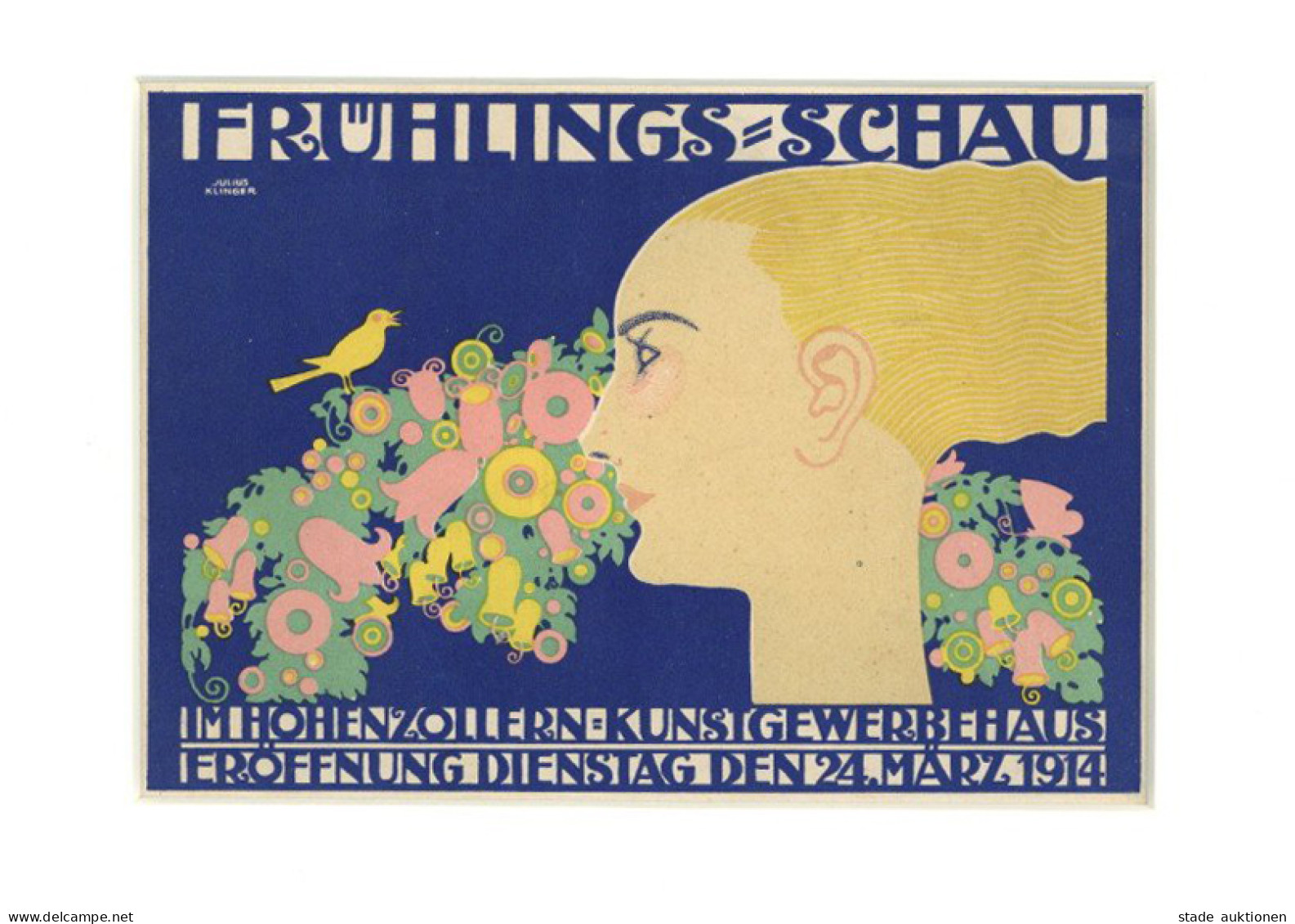 Werbung Kleinplakat Frühlings-Schau Im Hohenzollern Kunstgewerbehaus 24. März 1914 I-II Publicite - Reclame