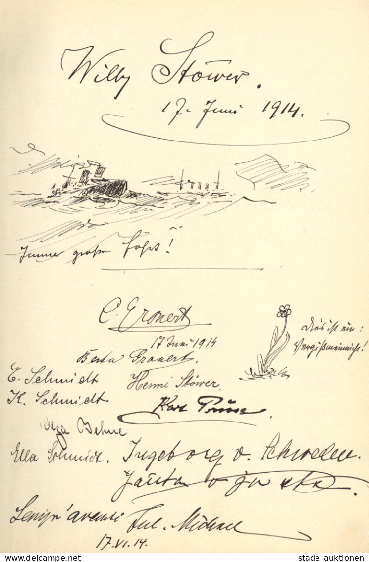 Gästebuch Eines Berliner Restaurant 1914-1938 Mit UNTERSCHRIFT Und ZEICHNUNG Stöwer, Willy Marinemaler Und UNTERSCHRIFT  - Other & Unclassified