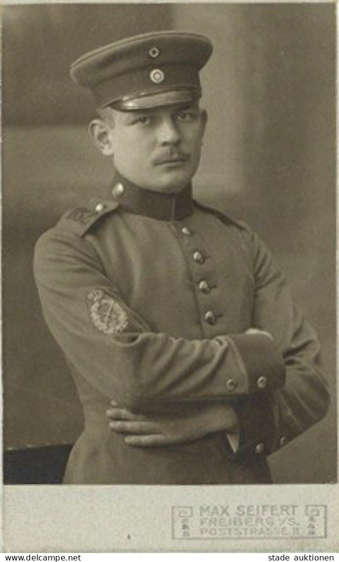 WK I CDV Soldat Mit Kaiserabzeichen Der Infanterie 1913 Fotograf Seifert, Freiberg - Sonstige & Ohne Zuordnung