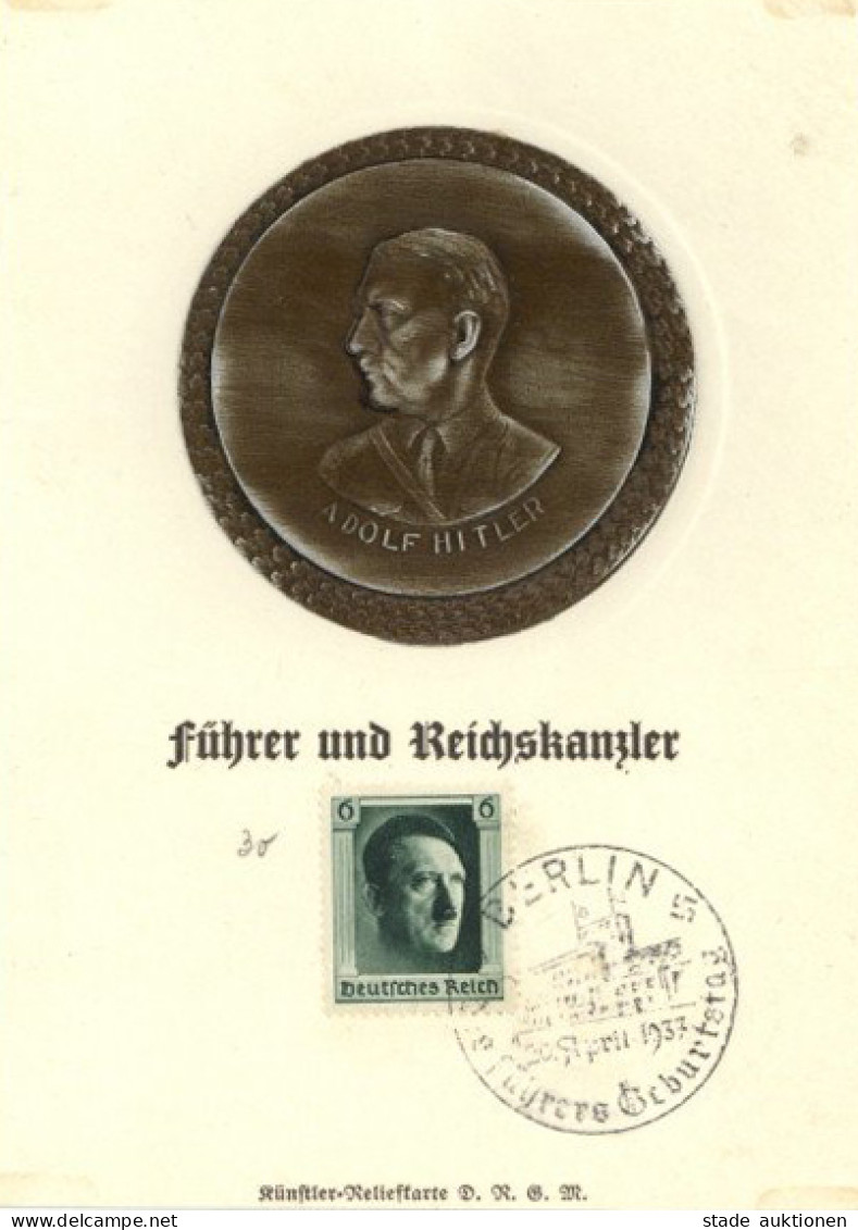Adolf Hitler, Der Führer U. Reichskanzler, Relief-Applikation 1937 - War 1939-45