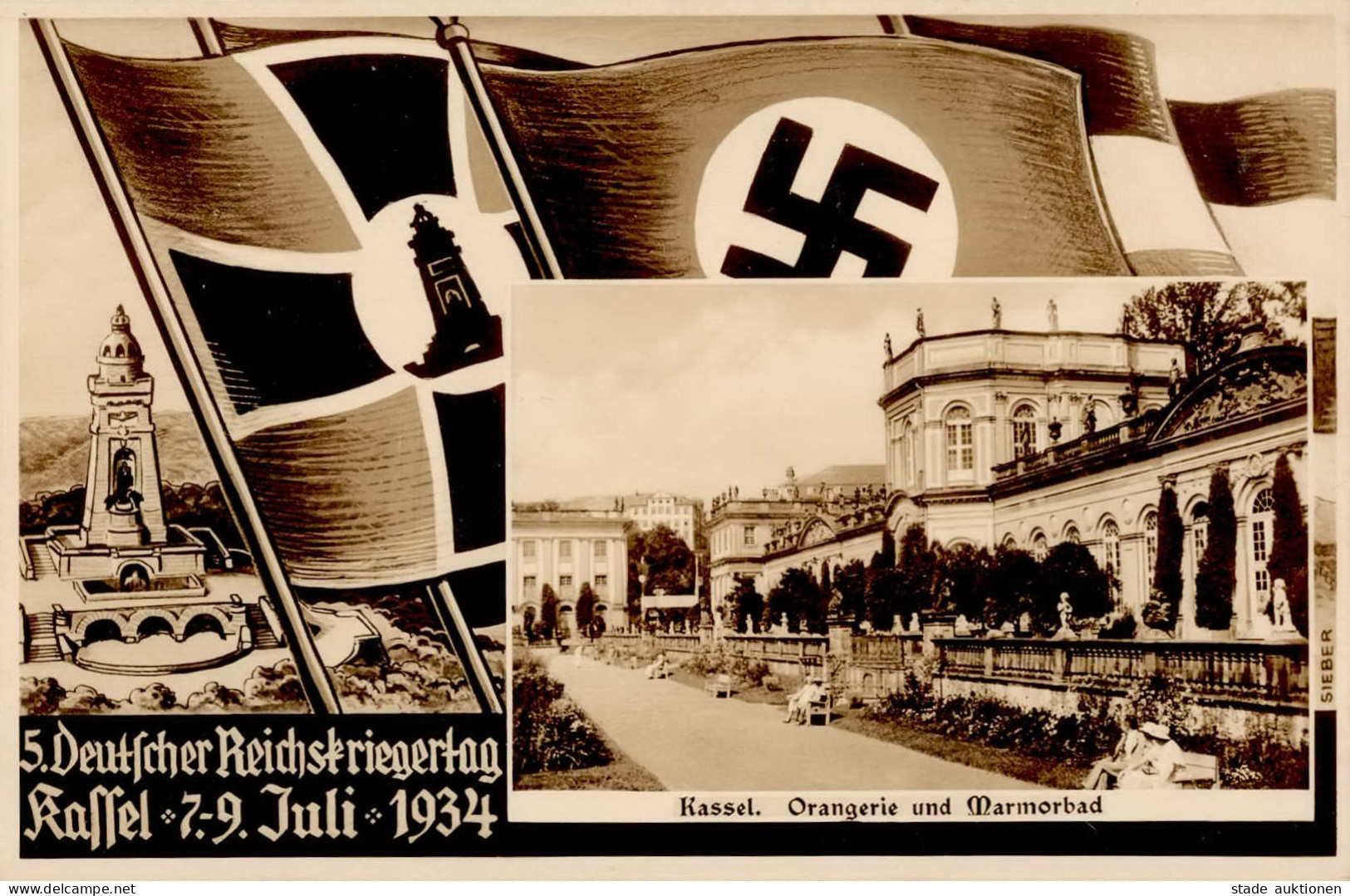 KASSEL WK II - 5. DEUTSCHER REICHSKRIEGERTAG 1935 NS-Flaggen So-Karte (60555) I - Weltkrieg 1939-45