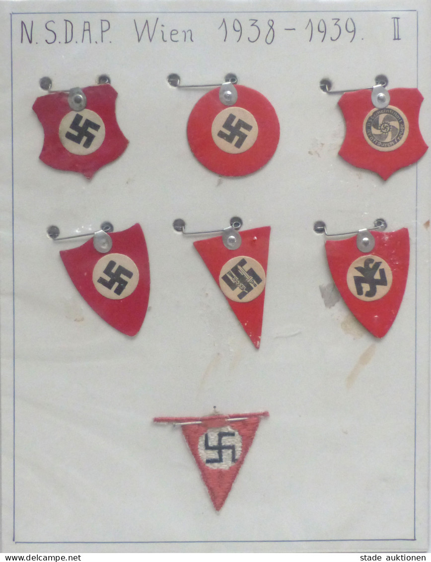 NSDAP Wien Schautafel Mit 7 Selbstgemachten Sympathisanten-Anhängern 1938-39 - War 1939-45