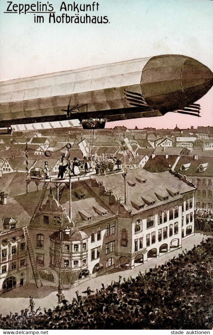 Zeppelin Ankunft Im Hofbräuhaus I-II Dirigeable - Dirigeables