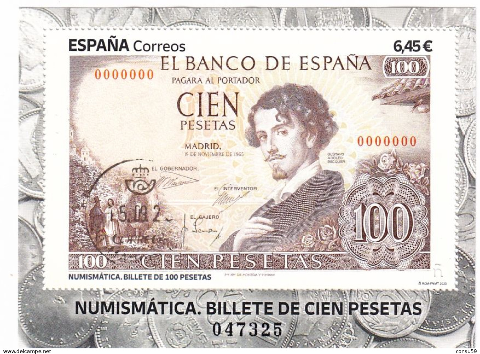 2023-ED. 5672 H.B.- Numismática. Billete De 100 Pesetas- USADO - Used Stamps