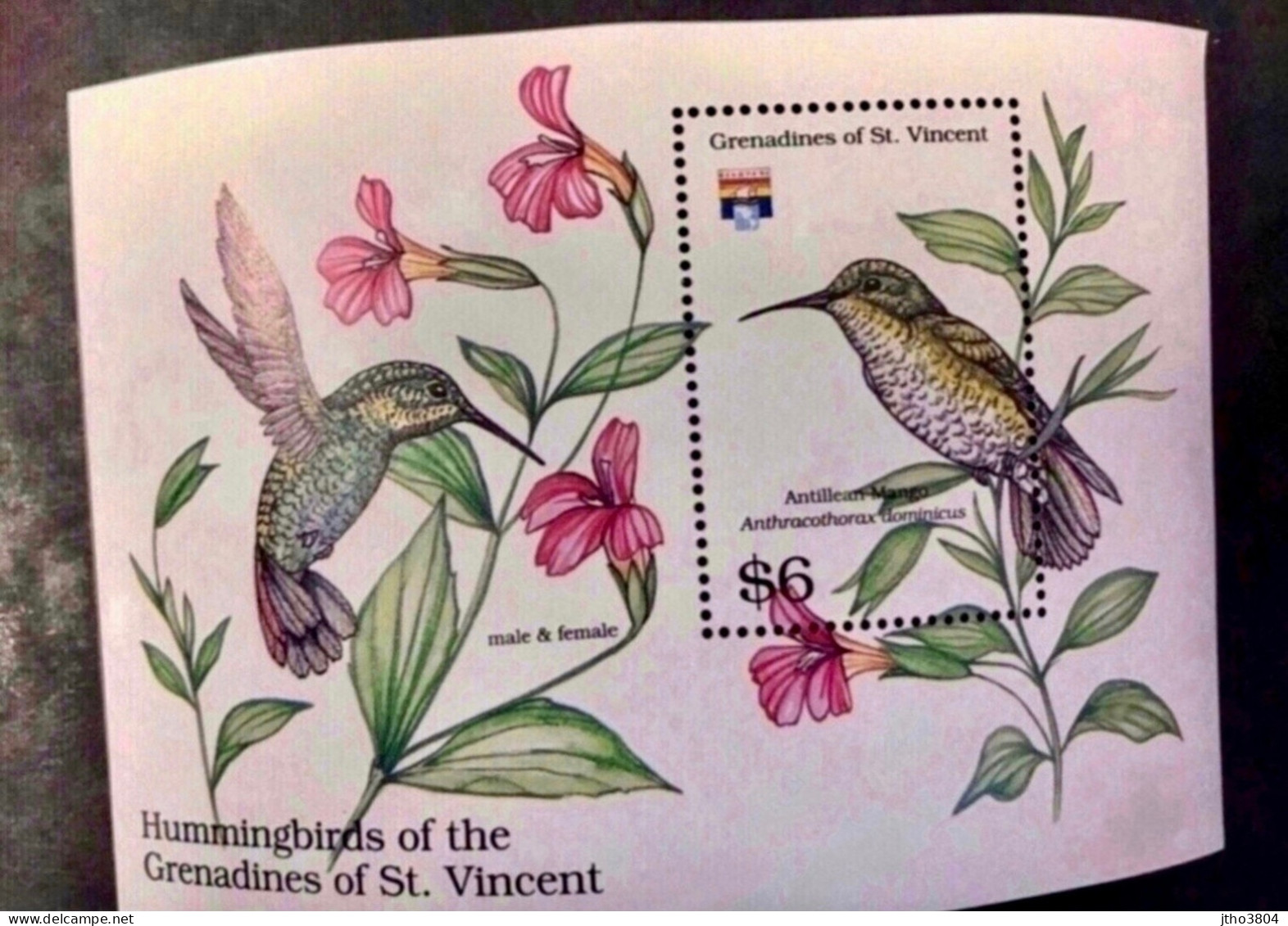 St VINCENT GRENADINES 1992 - Bloc Neuf YT BF 95 Colibri - Birds Of Grenada Hummingbird - Kolibries