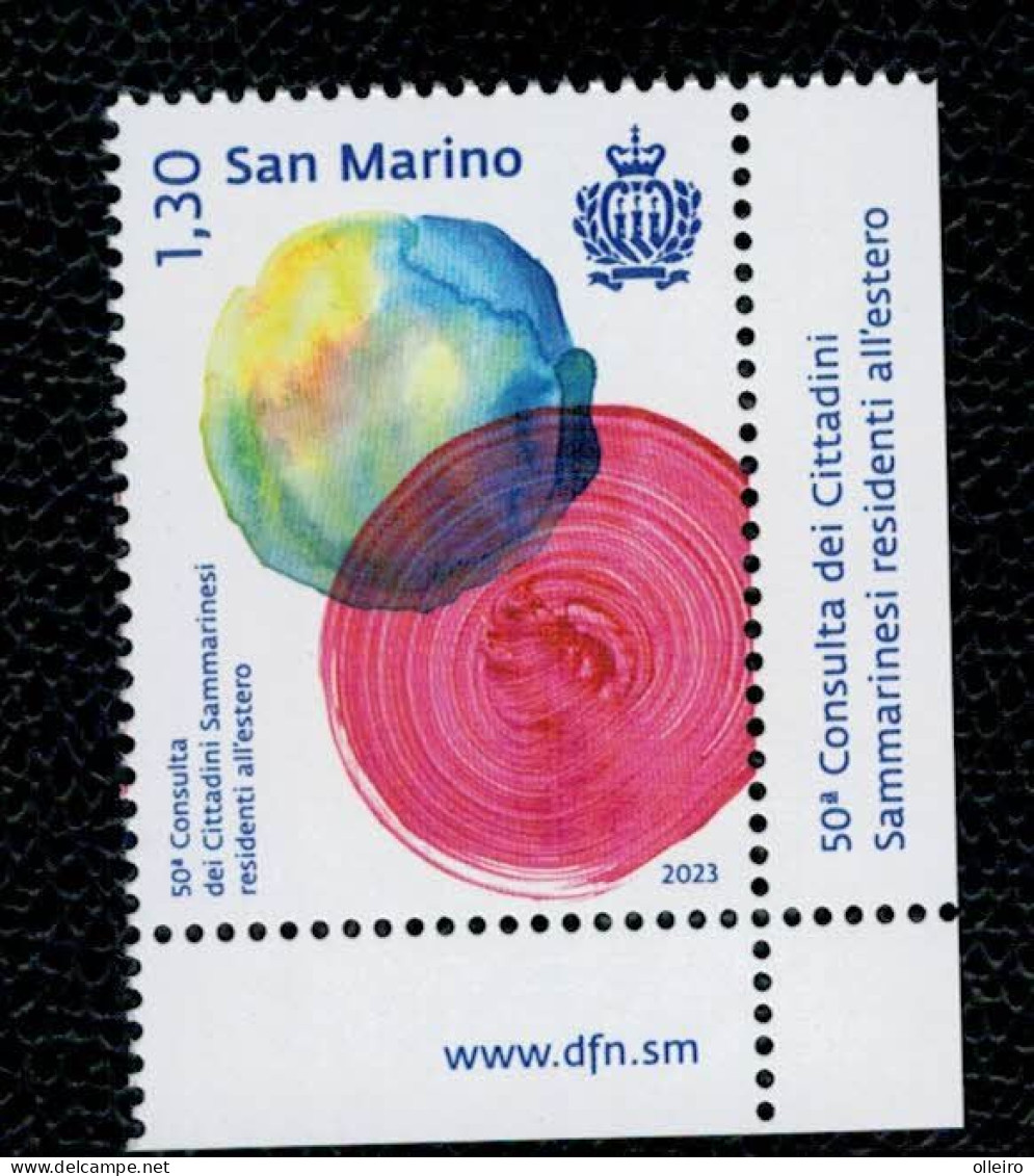 San Marino 2023 50a Consulta Dei Cittadini Sammarinesi Residenti All’estero 1v Complete Set **MNH - Ungebraucht