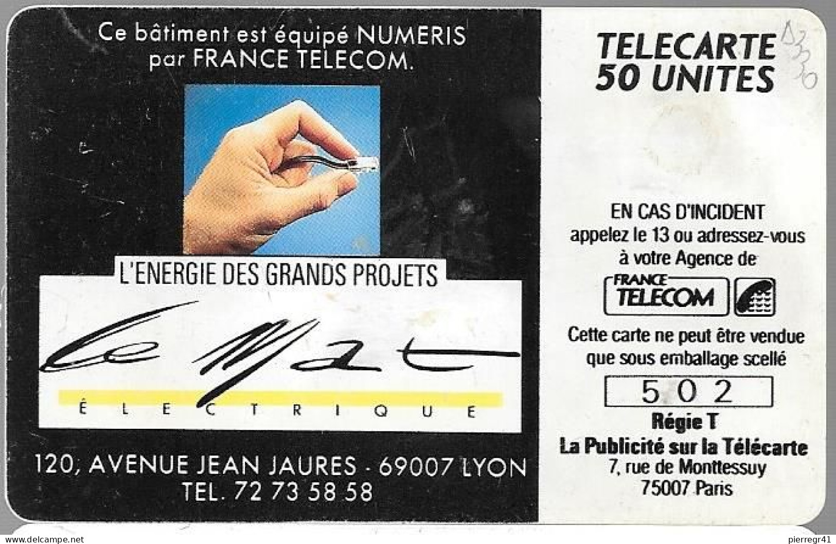 CARTE-PRIVEE-50U-GemA-D330-Le MAT ELECTRIQUE-R° Glacé-Uilisé-R°/T-V° BE - Ad Uso Privato