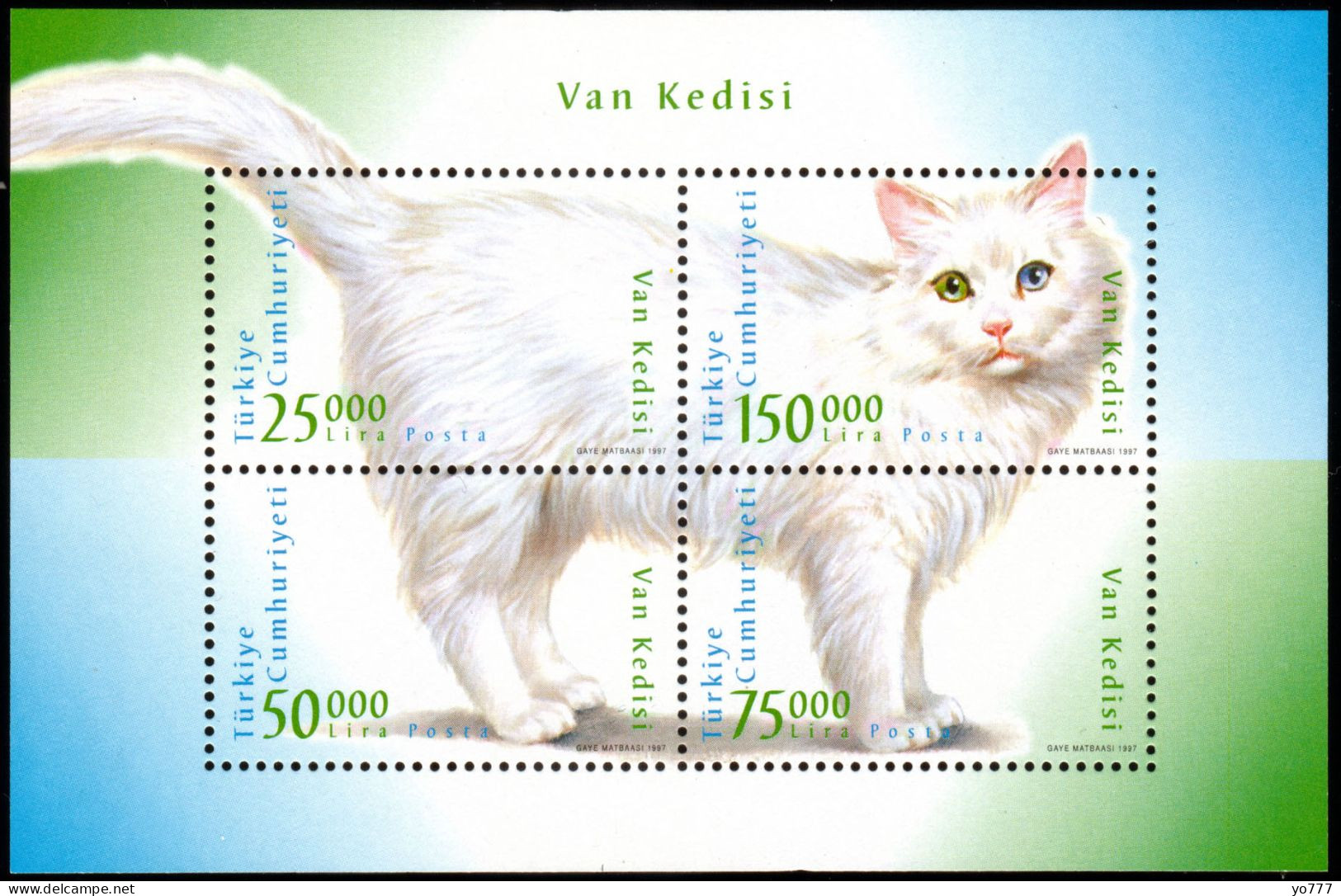 (3105-08 Bl33) TURKEY CAT OF VAN SOUVENIR SHEET MNH** - Unused Stamps