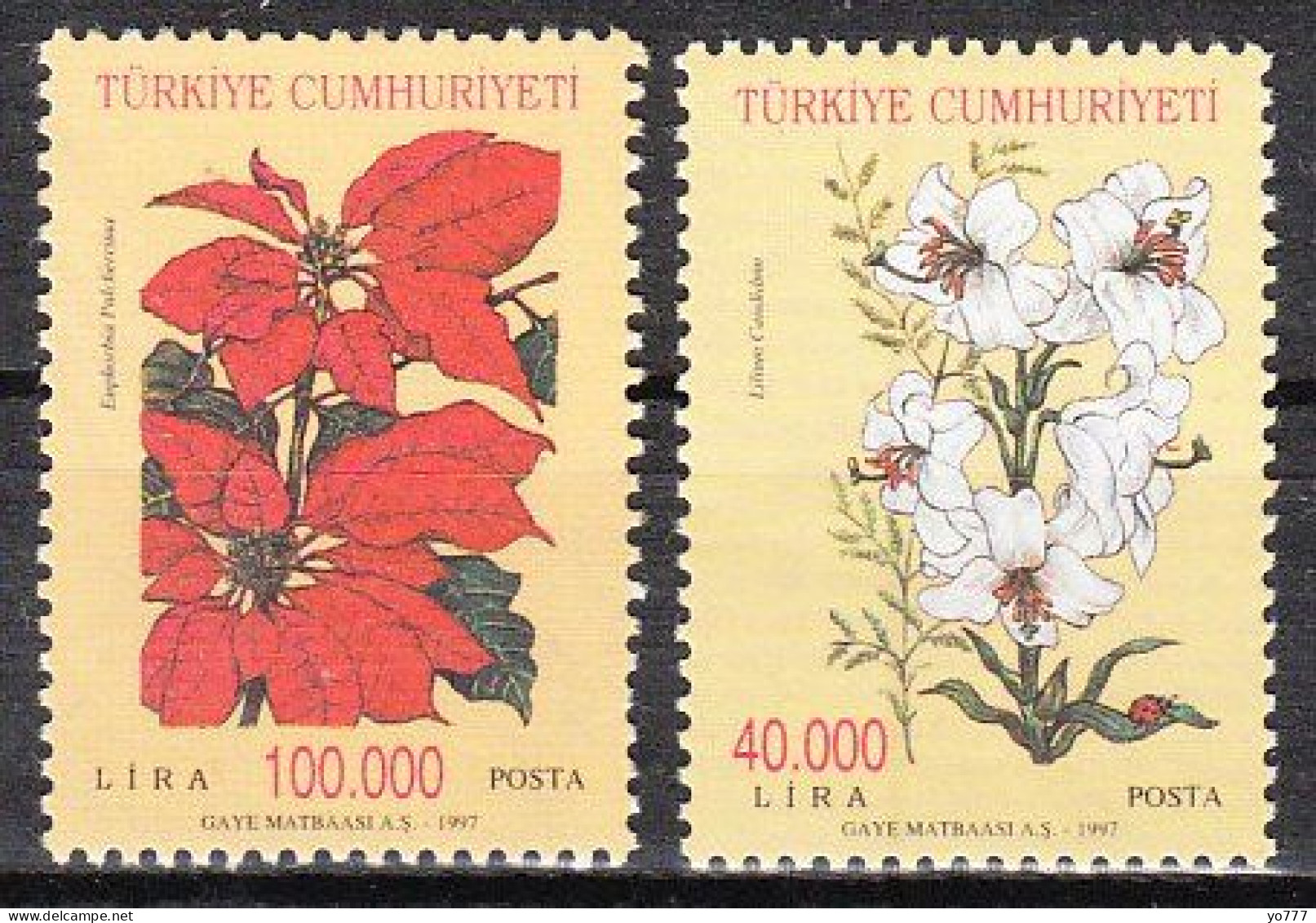 (3124-25) Flowers Poinsettia Madonna Lily Set MNH** - Nuevos