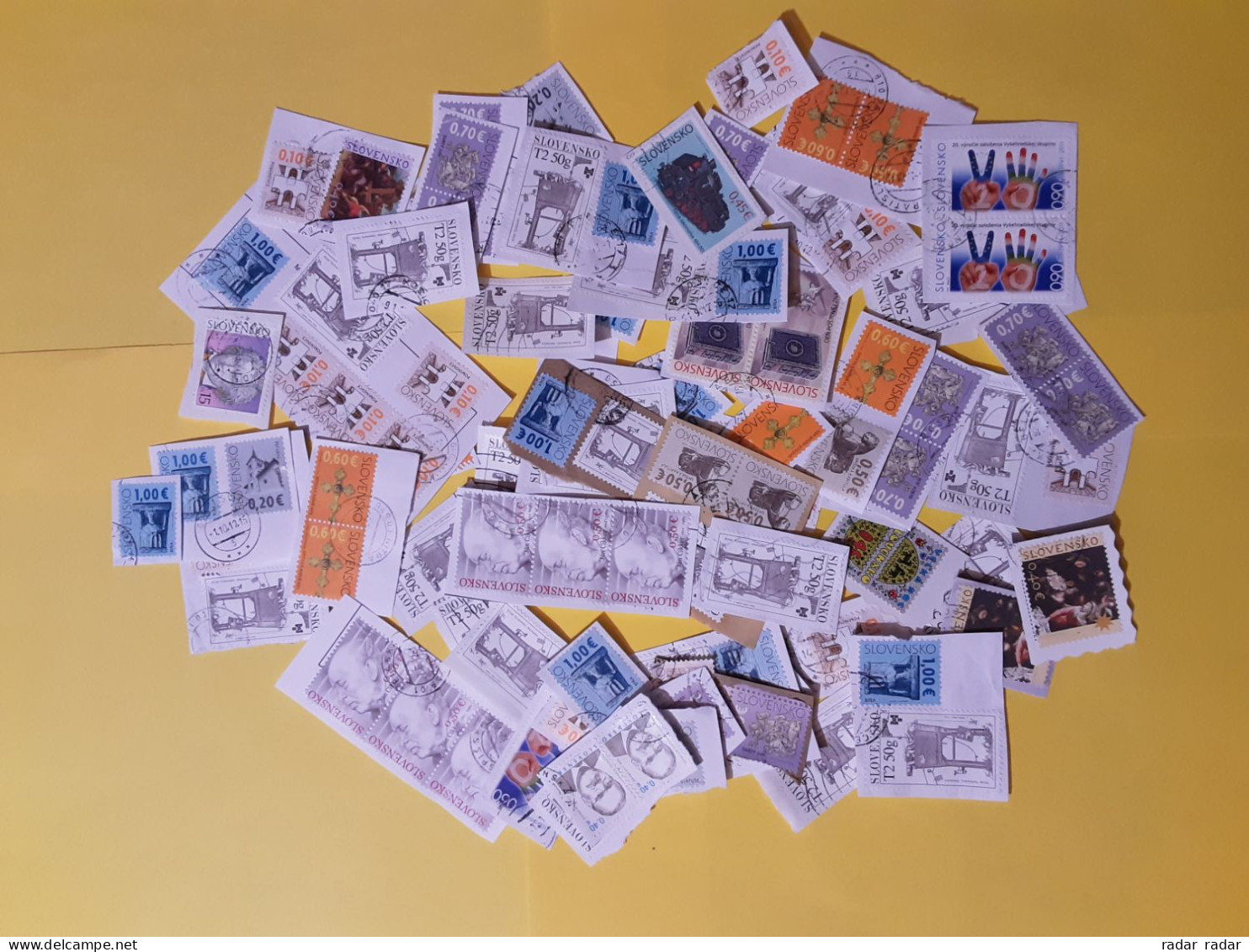 Slovakia Euro Currency Selection Of Used Stamps On Paper - Bidding Starts Under 0.01€ Per Stamp - Briefe U. Dokumente