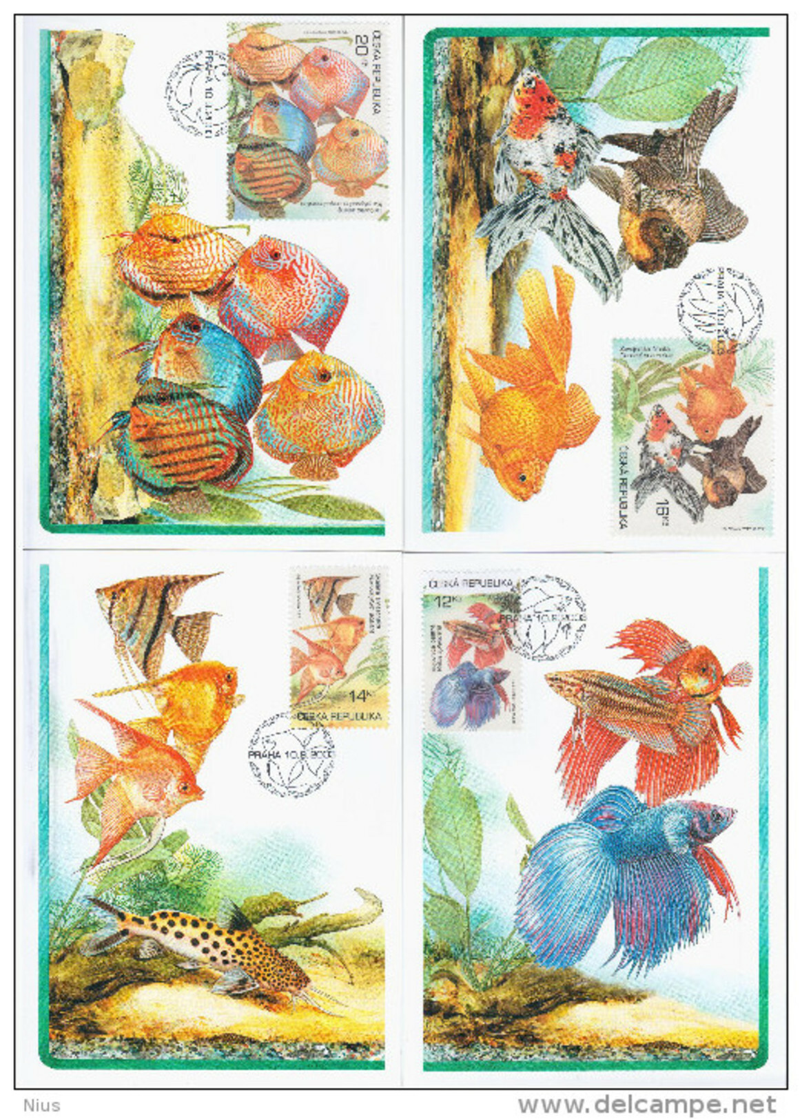 Czech Republic 2003 Ceska, Set X4 Cards Maximum Fish Fishes - Maximumkarten