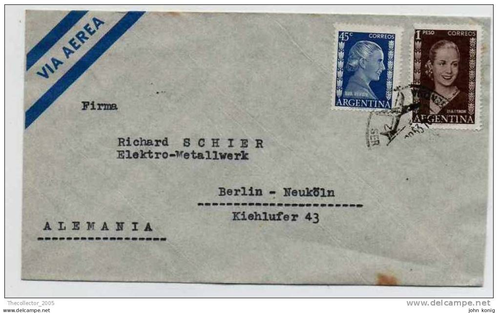 Lettera Busta Argentina-Argentinien Letter- Cover - Briefe- Posta Aerea Anni '50 (of '50s)-Air Mail-to Germany-Berlin - Luchtpost