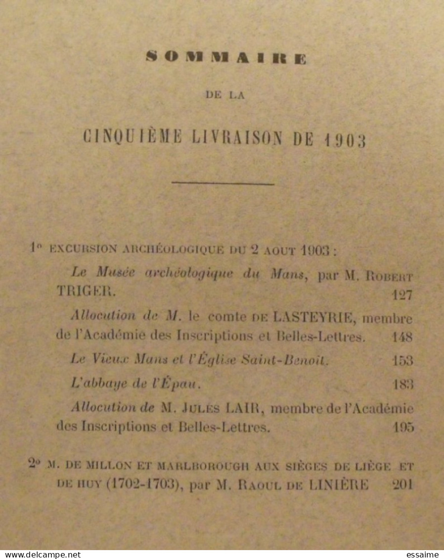 revue historique et archéologique du Maine. année 1903, 2ème semestre (3 livraisons). tome LIV. Mamers, Le Mans