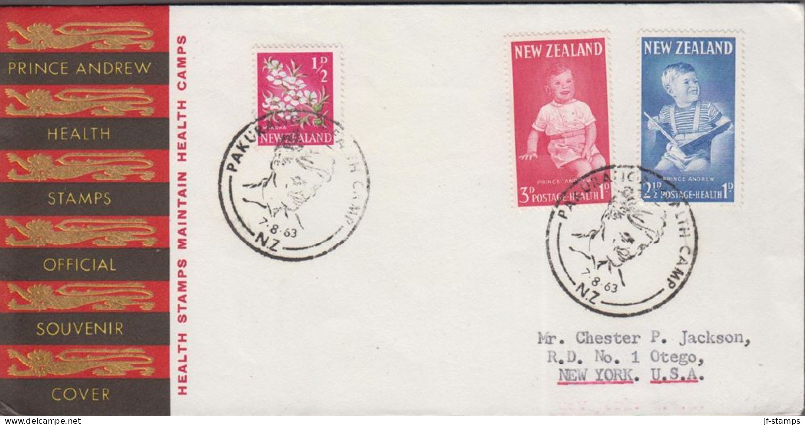 1963. New Zealand. Fine FDC With Complete Set PRINCE ANDREW HEALTH STAMPS Cancelled PAKUR... (MICHEL 425-426) - JF539435 - Brieven En Documenten