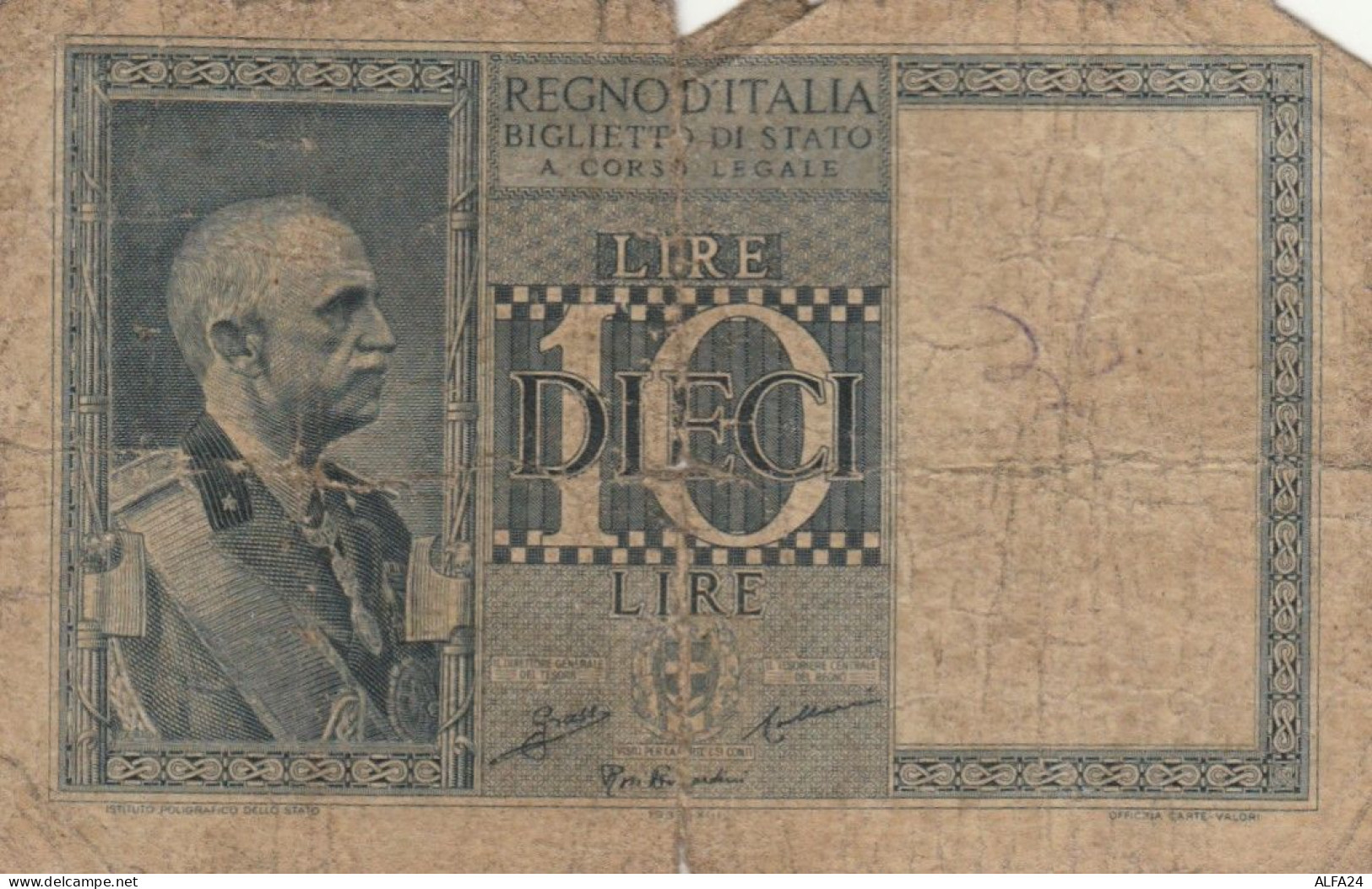 BANCONOTA ITALIA LIRE 10 1939 BIGLIETTO DI STATO VF (VS516 - Regno D'Italia – 10 Lire