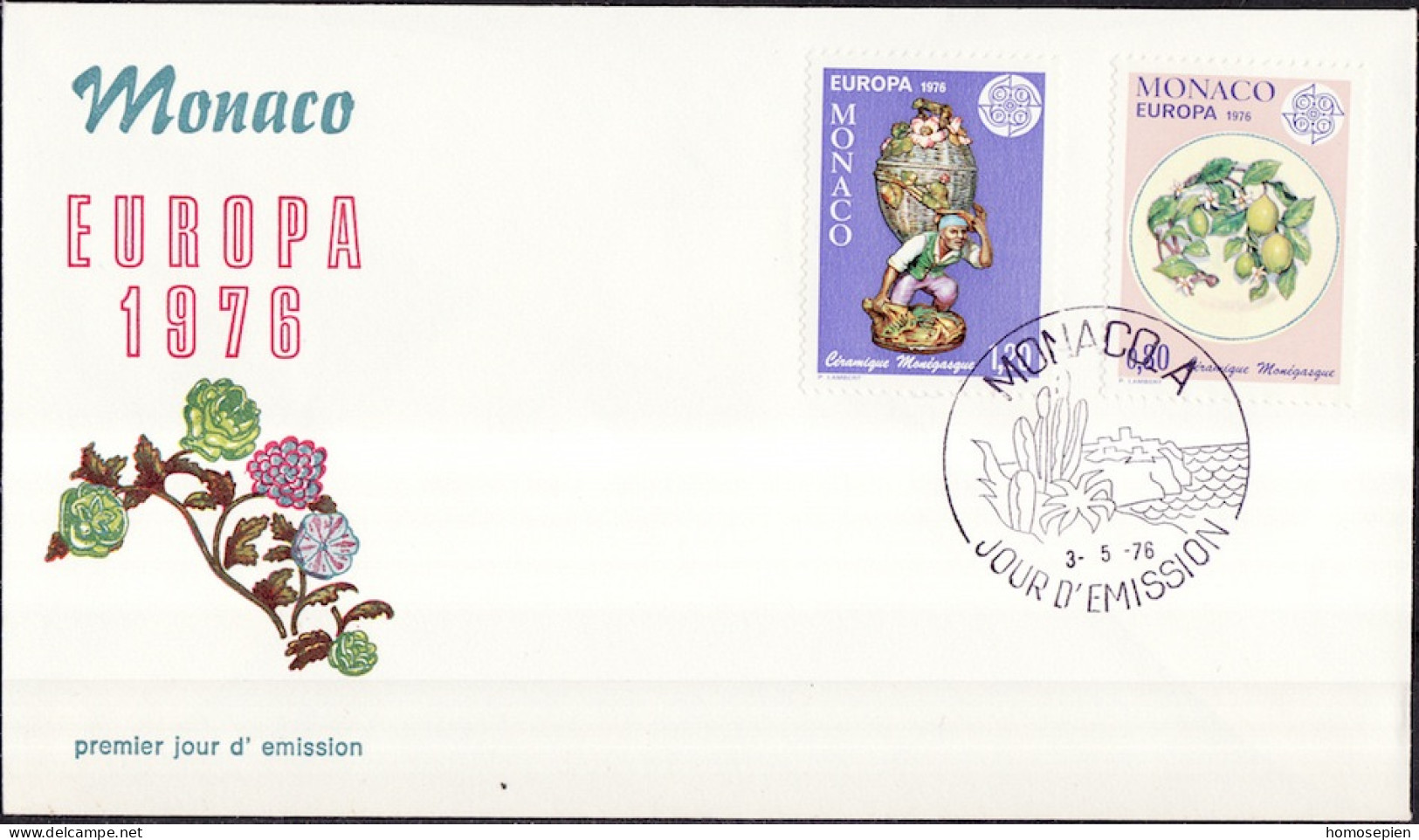 Europa CEPT 1976 Monaco FDC2 Y&T N°1062 à 1063 - Michel N°1230 à 1231 - 1976