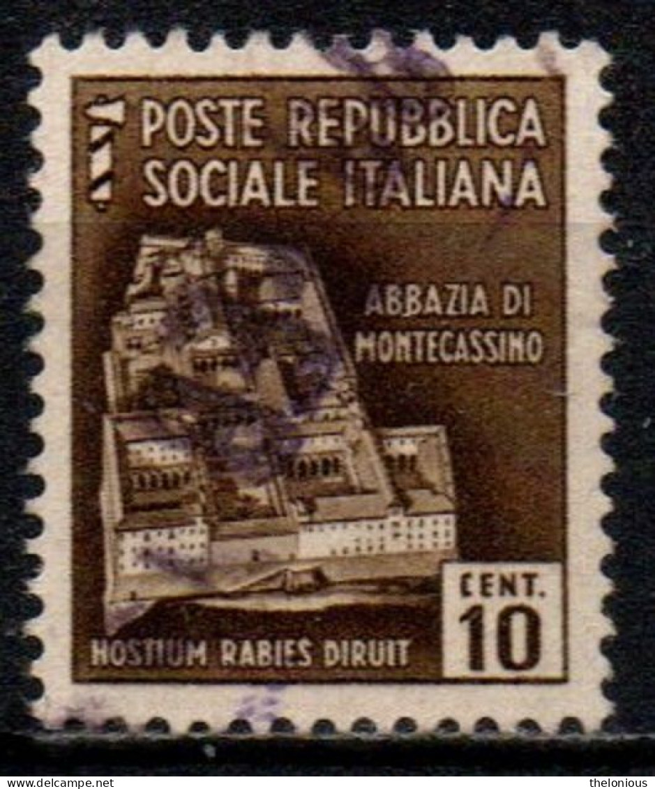 1944 Repubblica Sociale: Monumenti Distrutti - 2ª Emis. 10 Cent. - Gebraucht