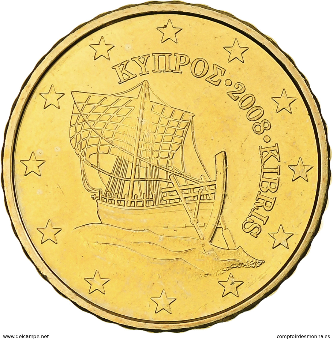 Chypre, 10 Euro Cent, 2008, BU, FDC, Or Nordique, KM:81 - Cyprus