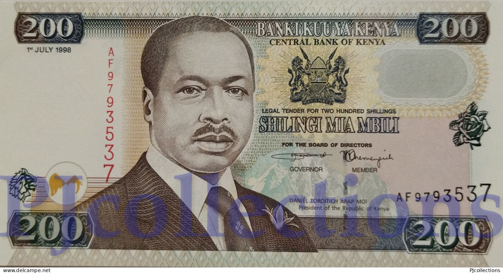 KENYA 200 SHILLINGS 1998 PICK 38c UNC - Kenia