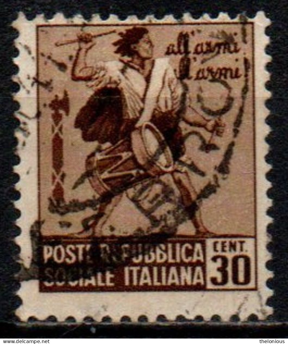 1944 Repubblica Sociale: Monumenti Distrutti - 1ª Emis. 30 Cent. Con Filigrana - Oblitérés