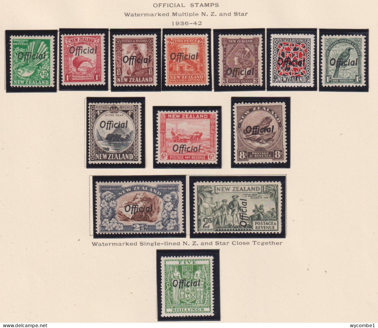 NEW ZEALAND  - 1936-42 Official Set Hinged Mint - Servizio