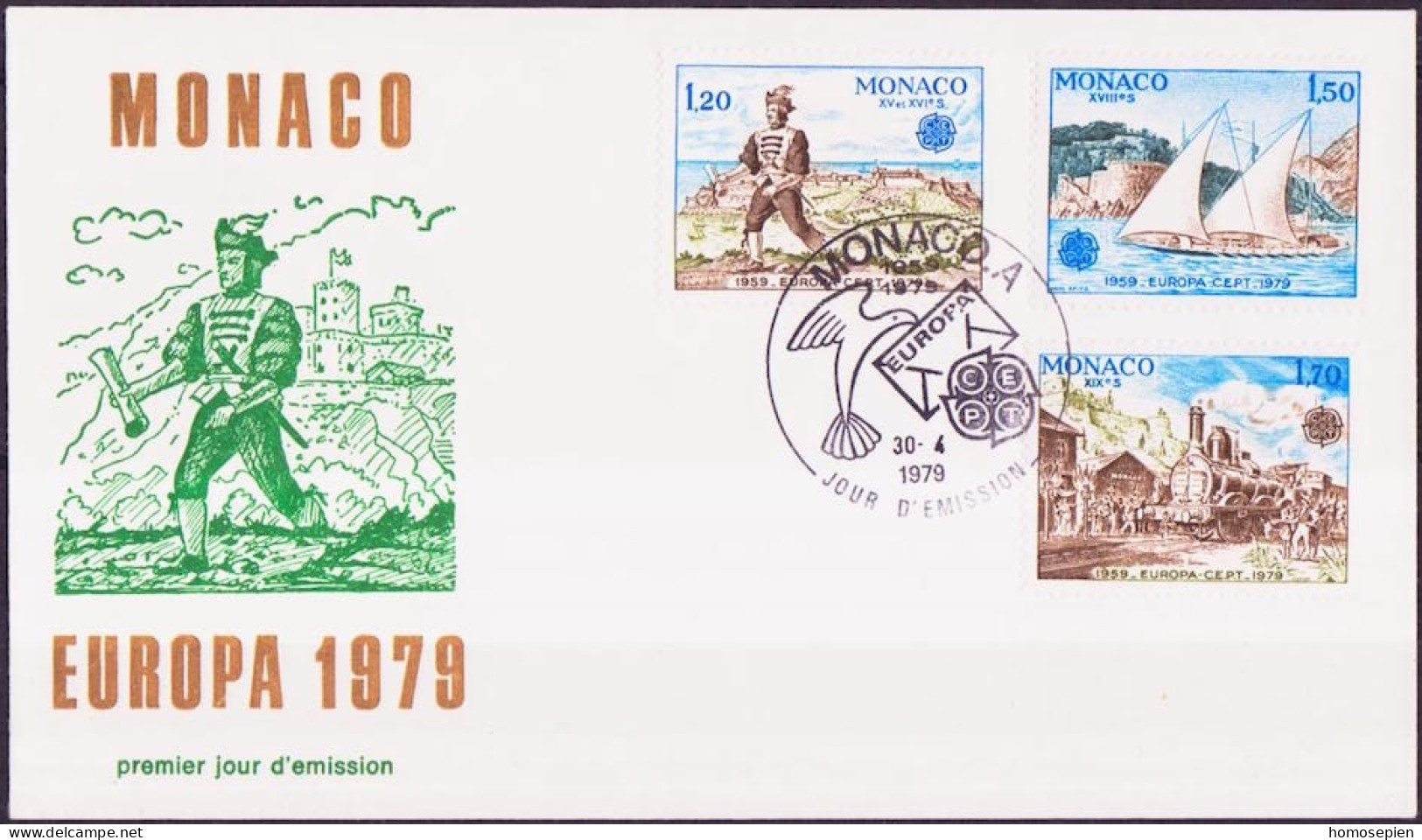 Europa CEPT 1979 Monaco FDC5 Y&T N°1186 à 1188 - Michel N°1375A à 1377A - 1979