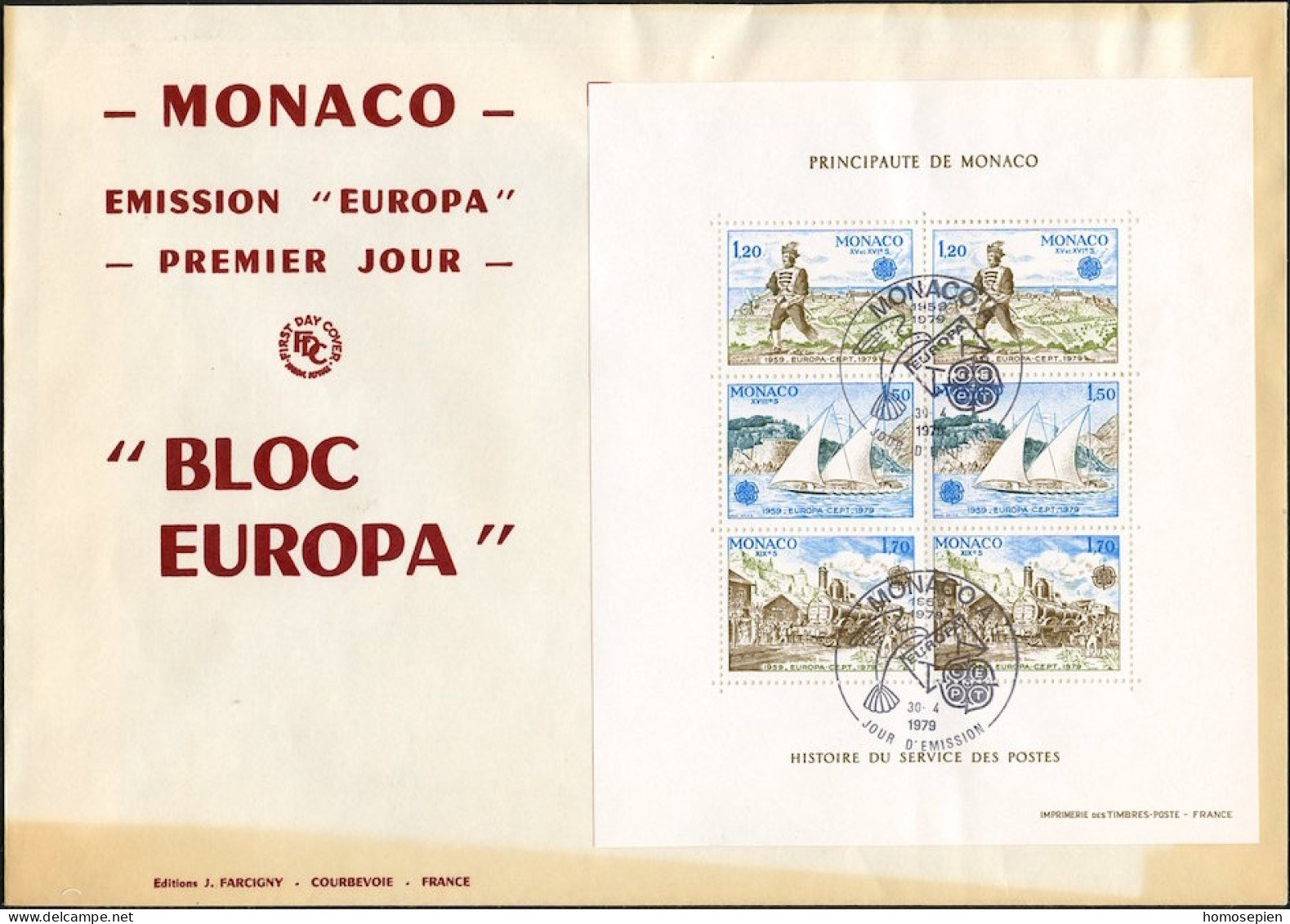 Europa CEPT 1979 Monaco FDC5 Y&T N°BF17 - Michel N°B15 - 1979