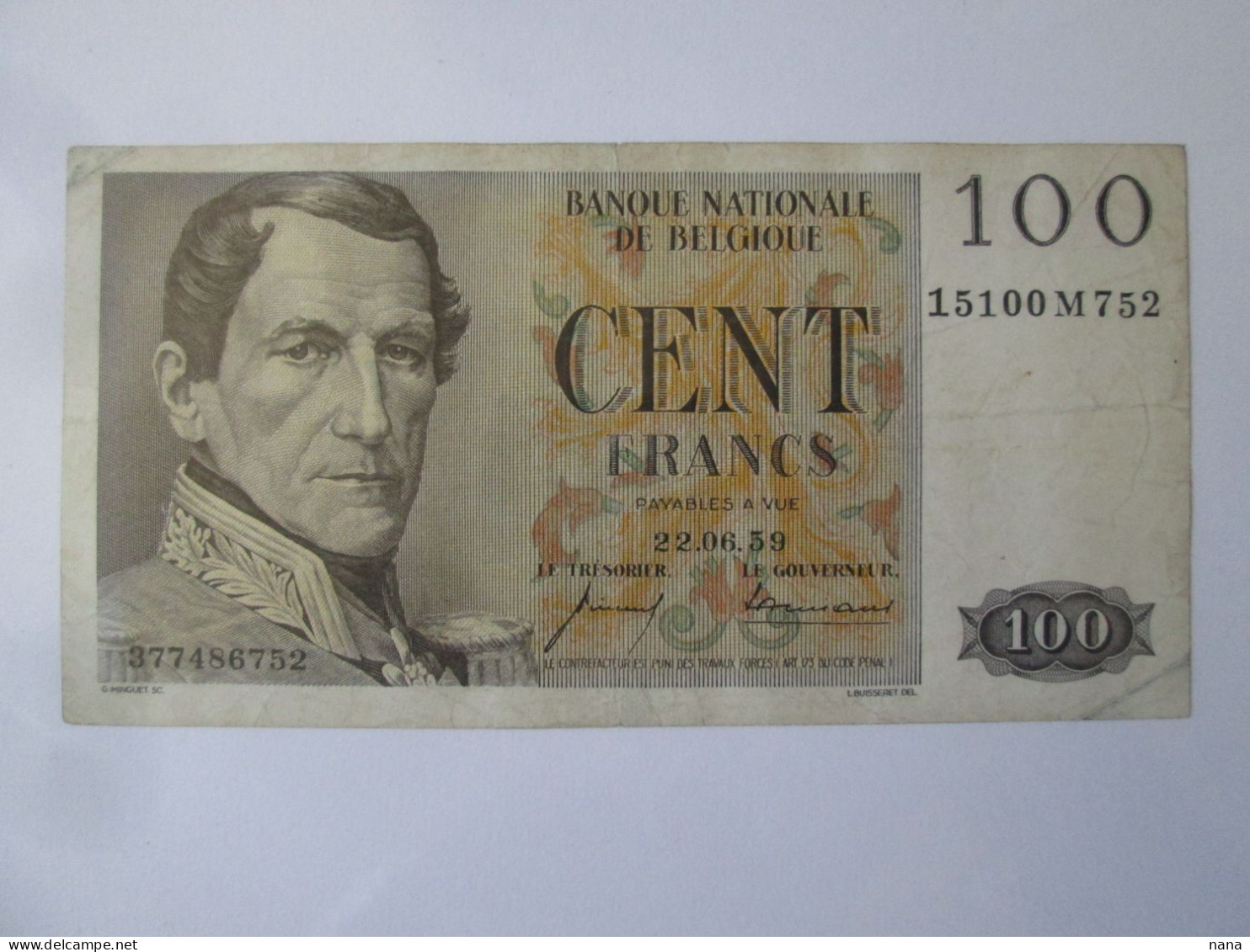 Belgium 100 Francs 1959 See Pictures - 100 Francs