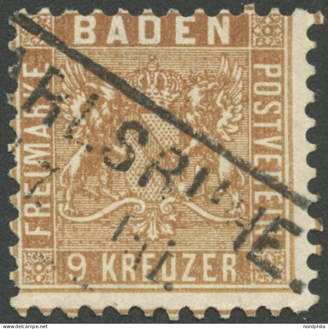 BADEN 15b O, 1862, 9 Kr. Gelbbraun, Minimal Falzhell Sonst Pracht, Gepr. Stegmüller, Mi. 320.- - Afgestempeld
