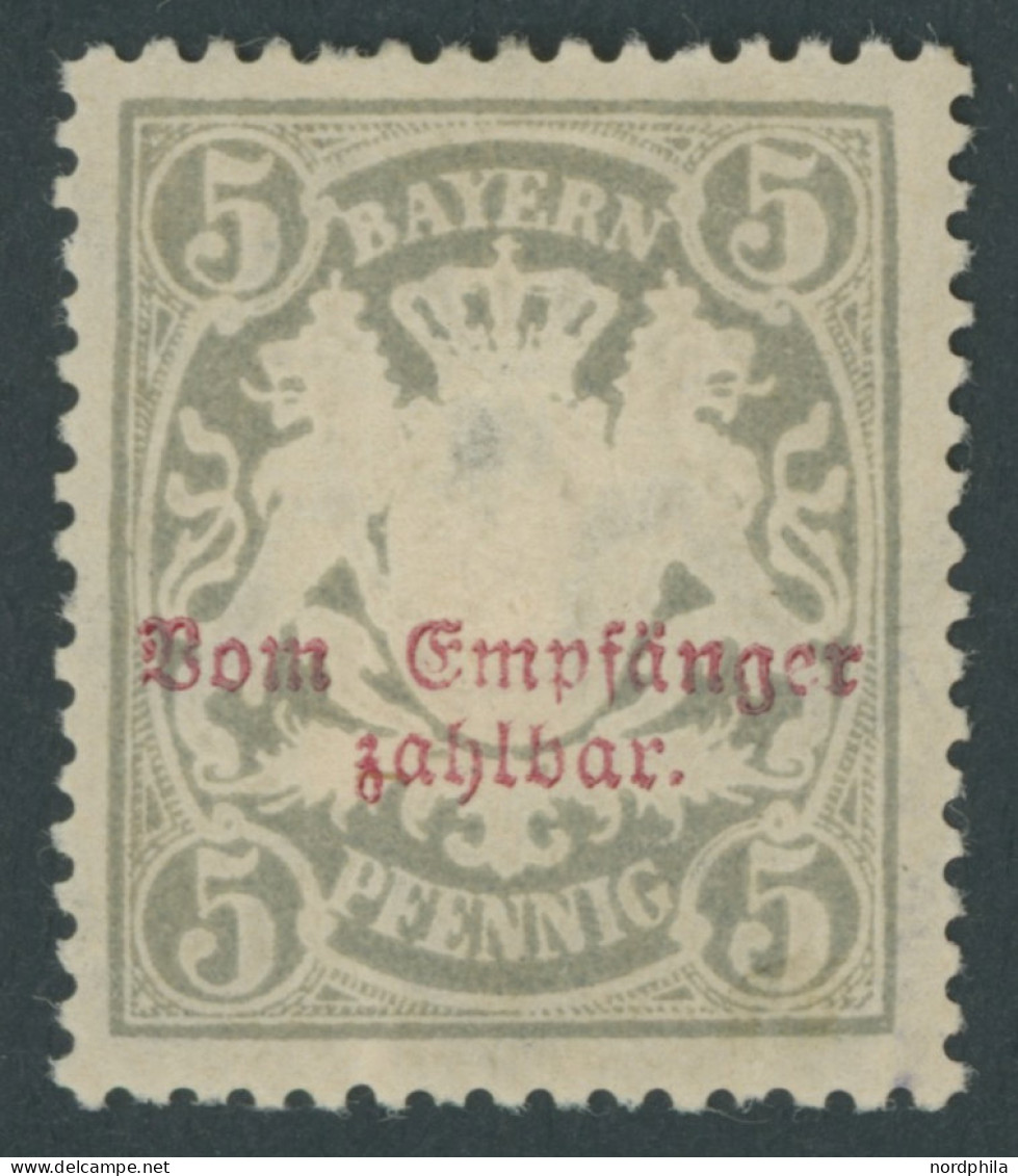 BAYERN P 11A , 1888, 5 Pf. Gelbgrau Kleine Zähnungslöcher, Mehrere Falzreste, Pracht, Gepr. Dr. Helbig, Mi. 160.- - Postfris