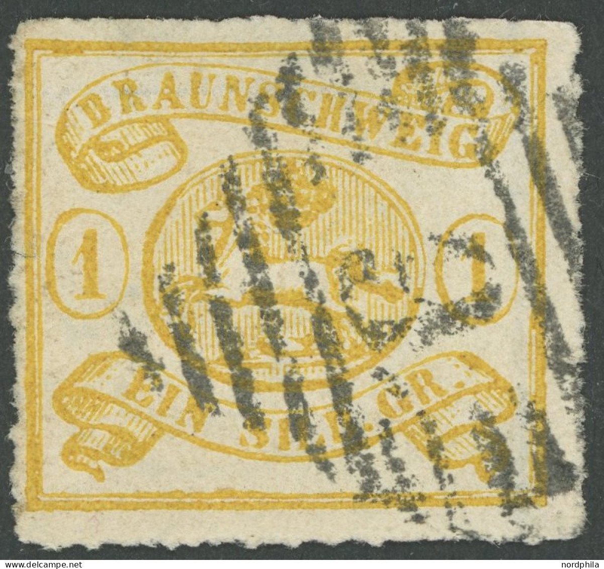 BRAUNSCHWEIG 14B O, 1864, 1 Sgr. Gelbocker, Durchstochen 12, Feinst (kleine Mängel), Gepr. Pfenninger Und Kurzbefund Lan - Brunswick