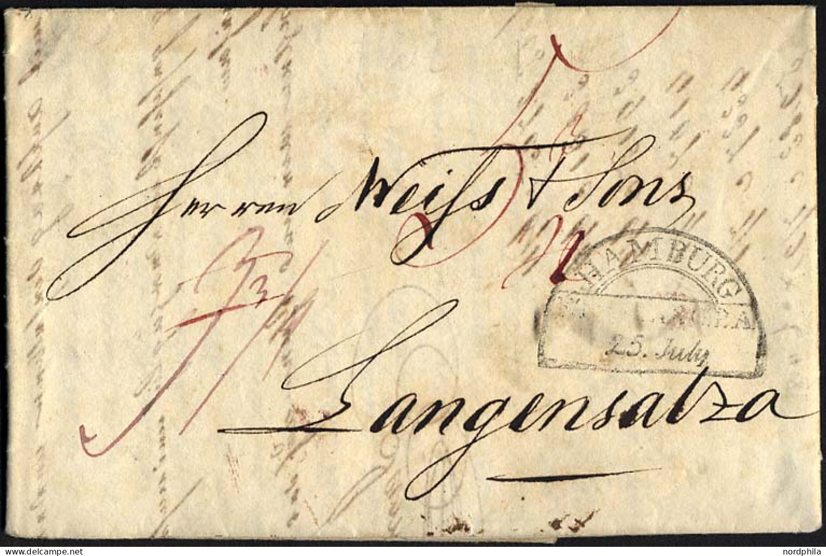 HAMBURG - THURN UND TAXISCHES O.P.A. 1826, HAMBURG F.TH.U.TAX.O.P.A., Segmentstempel Auf Forwarded-Letter Von London Nac - Vorphilatelie