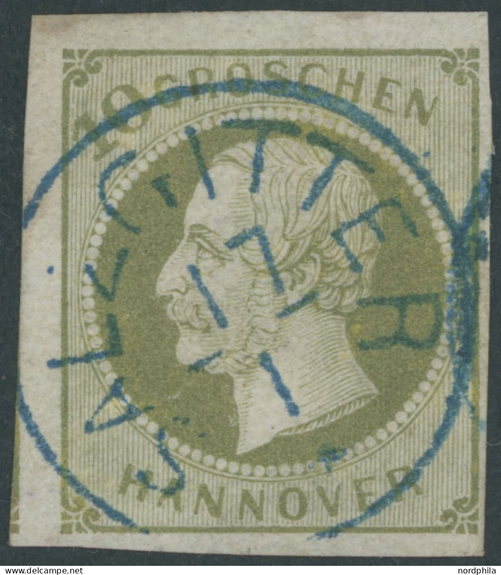 HANNOVER 18 O, 1861, 10 Gr. Dunkelgrünlicholiv, Zentrischer K1 SALZGITTER, Repariert Wie Pracht, Gepr. W. Engel, Mi. (17 - Hanovre