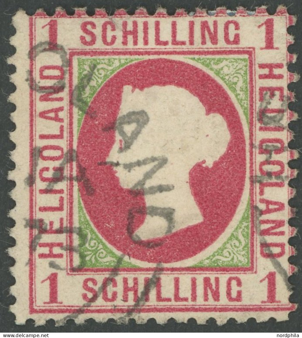 HELGOLAND 7a O, 1871, 1 S. Karmin/gelblichgrün, Winzige Helle Stellen Sonst Farbfrisches Prachtstück, Fotobefund Heitman - Héligoland