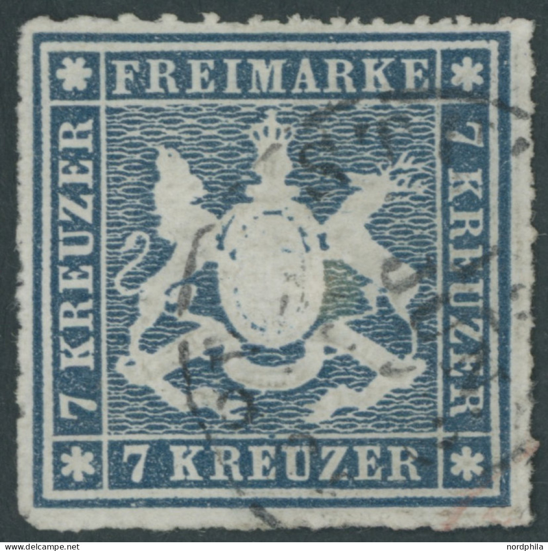 WÜRTTEMBERG 35a O, 1868, 7 Kr. Blau, Pracht, Mi. 160.- - Autres & Non Classés