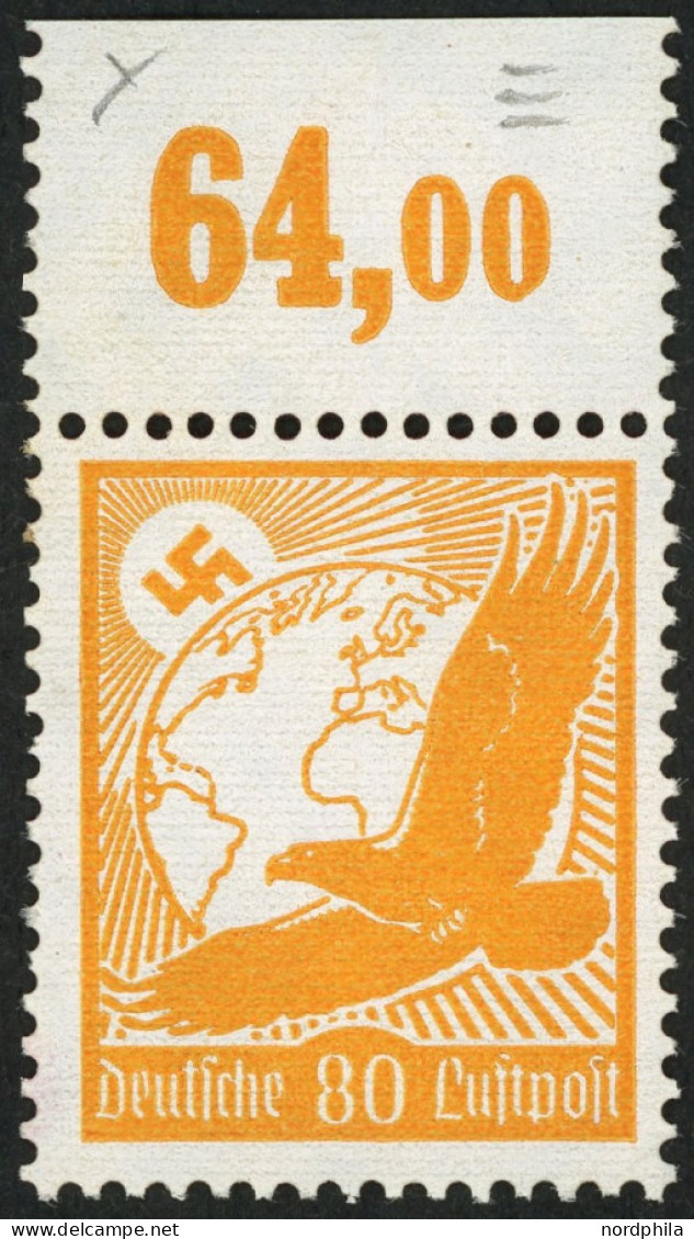 Dt. Reich 536y , 1934, 80 Pf. Flugpost, Waagerechte Gummiriffelung, Postfrisch, Pracht, Mi. 75.- - Autres & Non Classés