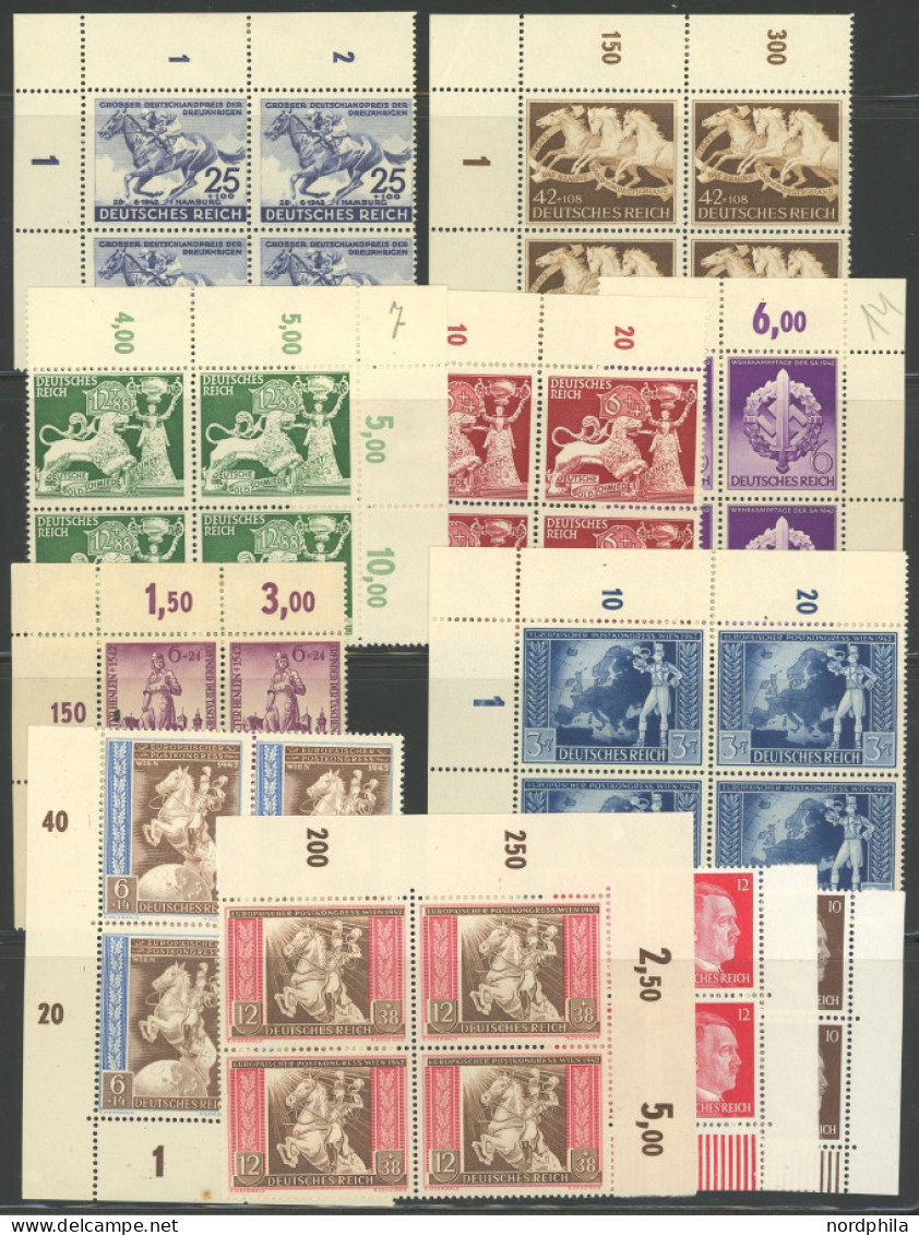 SAMMLUNGEN VB , 1938-45, Sammlung Von 112 Verschiedenen Eckrandviererblocks, Bei Einigen Werten Falzreste Im Rand, Marke - Other & Unclassified