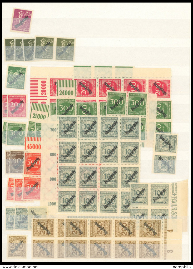 LOTS , Lagerbuch Inflation, meist ab 1921, incl. Dienstmarken, fast nur postfrisch, teils in Einheiten (meist 10er-Randb