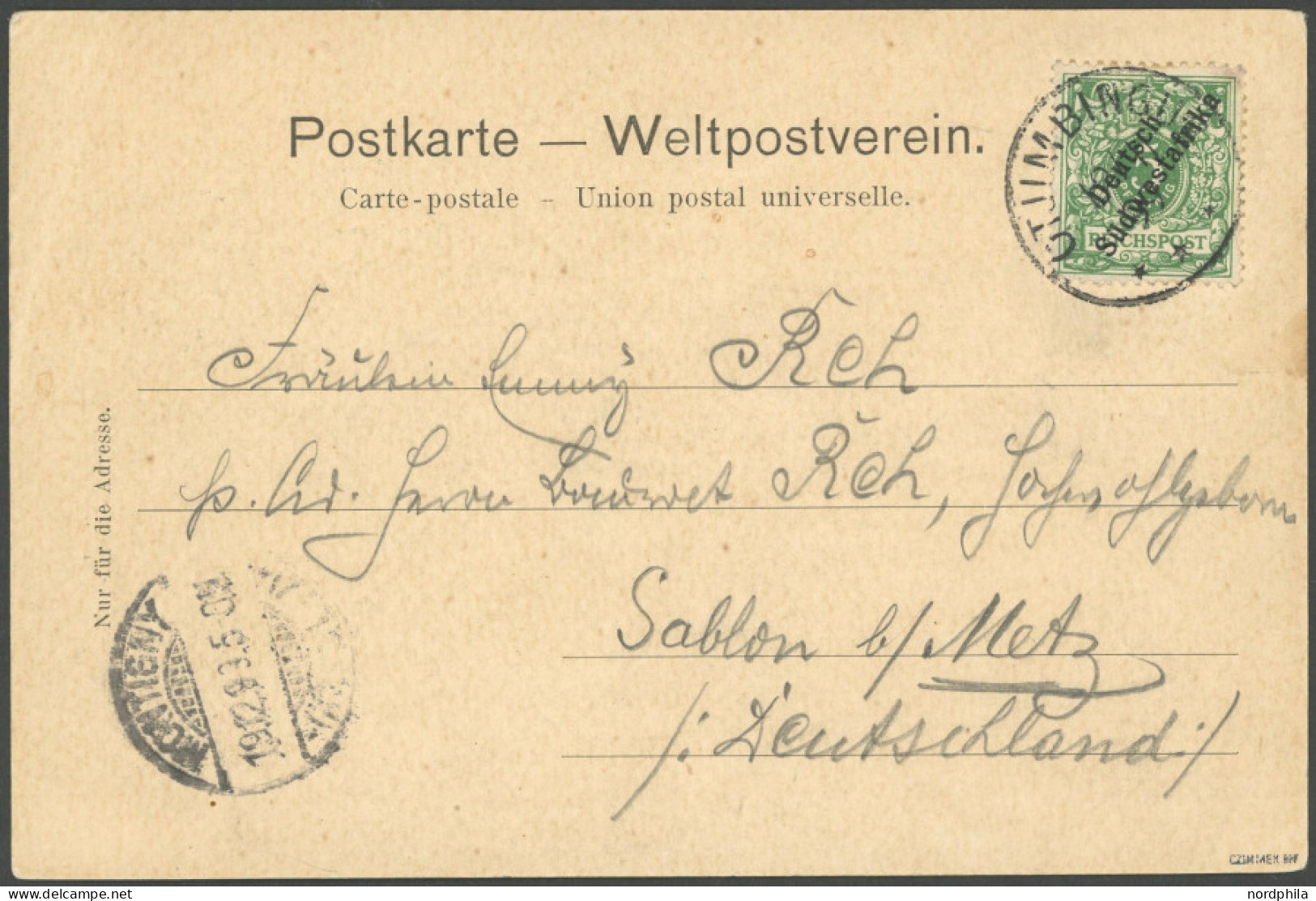 DSWA 6 BRIEF, OTJIMBINGUE, 12.11.99, Auf Ansichtskarte Mit 5 Pf. Nach Deutschland, Pracht, R! Gepr. Czimmek - Deutsch-Südwestafrika