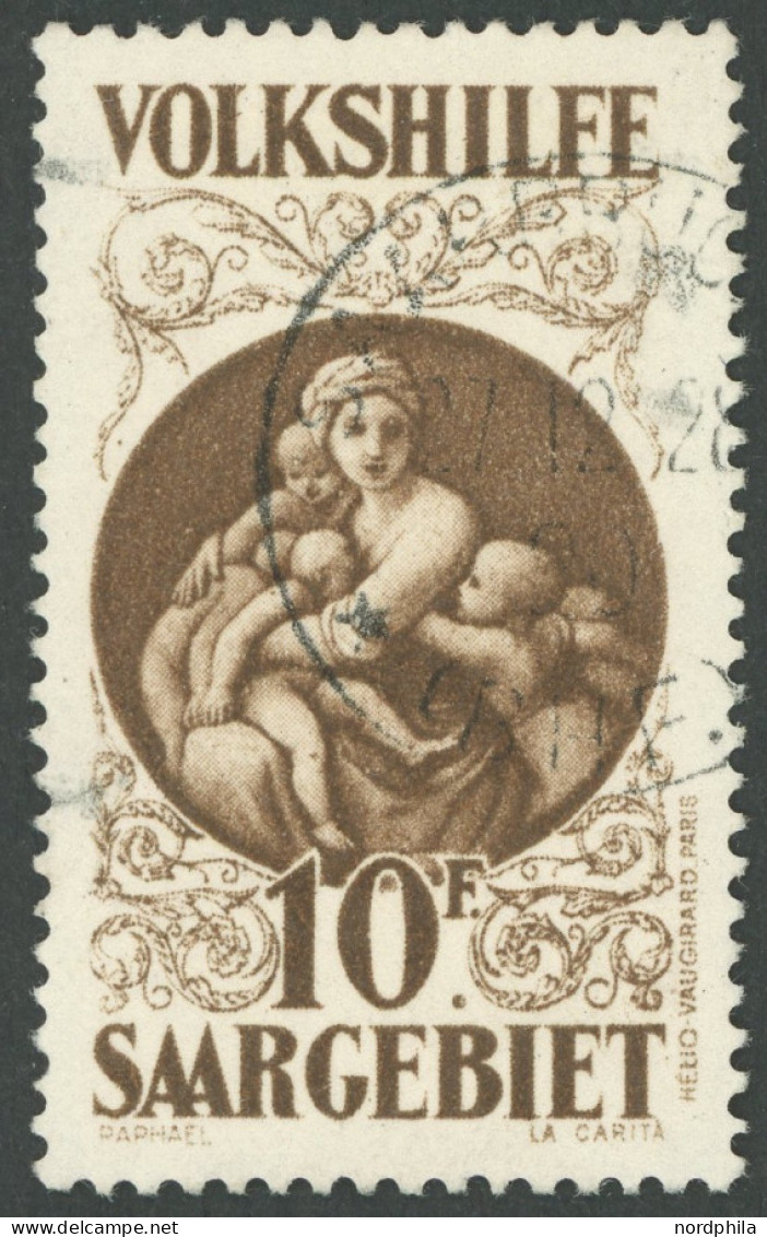 SAARGEBIET 134 O, 1928, 10 Fr. Gemälde I Mit Maschinenstempel SAARBRÜCKEN 2x (BHF), Pracht, Fotoattest Hoffmann BPP, Mi. - Sonstige & Ohne Zuordnung