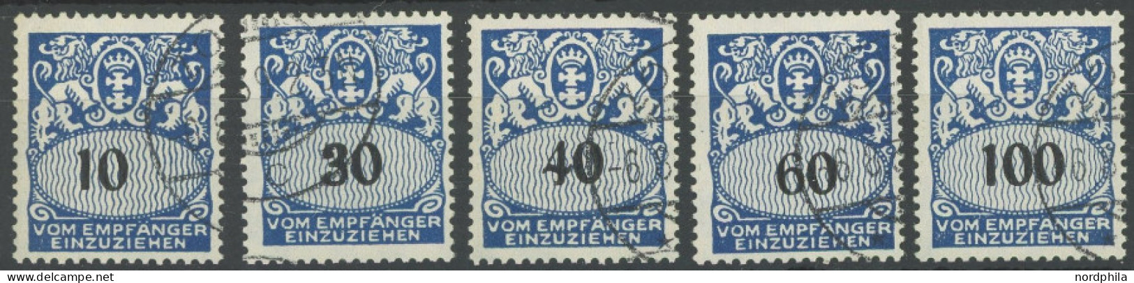 PORTOMARKEN P 43-47 O, 1939, 10 Pf. Dunkelkobalt/schwarz, Wz. 5, Prachtsatz, Gepr. Soecknick, Mi. 550.- - Autres & Non Classés